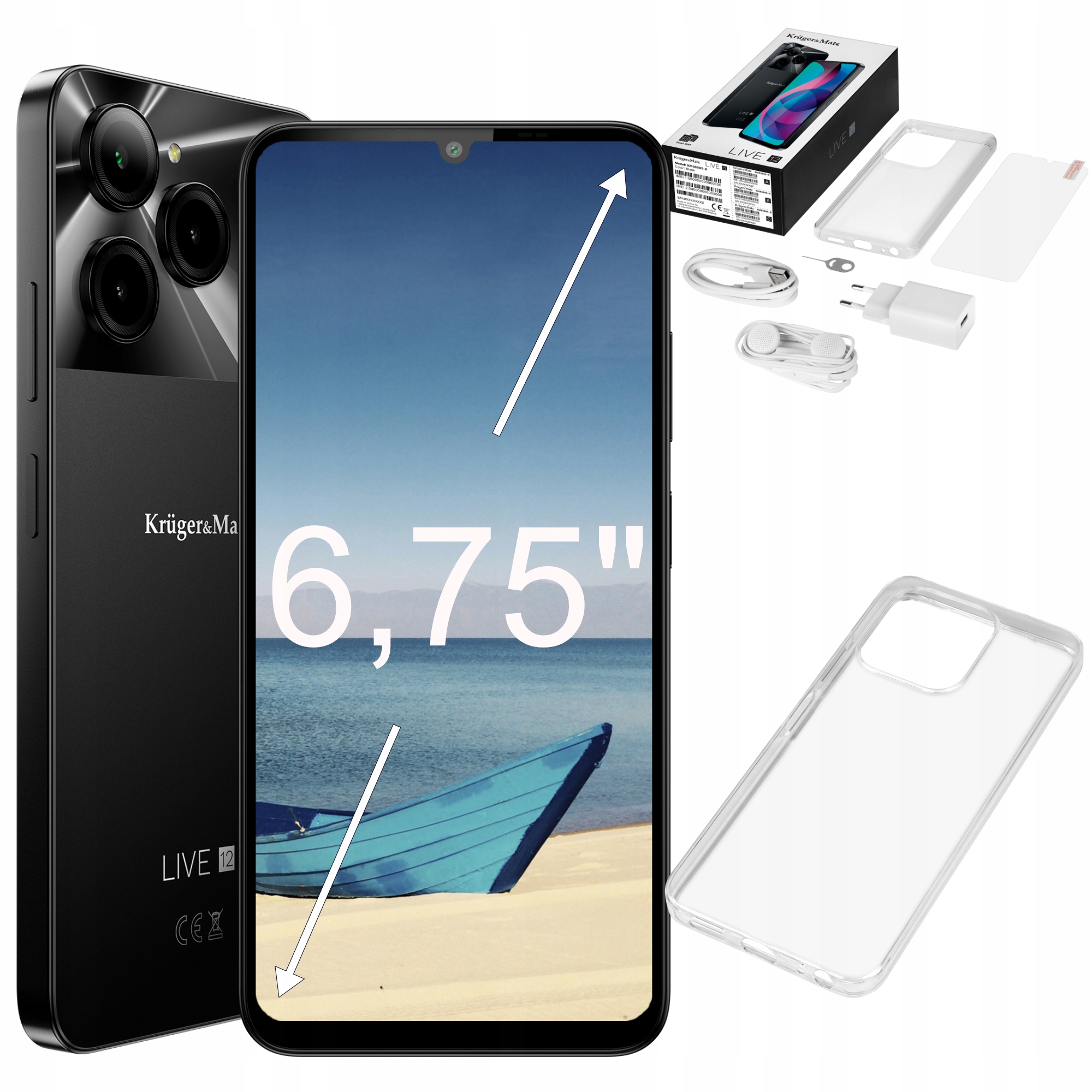 Smartfón Kruger&Matz Live 12 6,74" 8/256GB DualSIM 5000mAh Lte Nfc puzdro