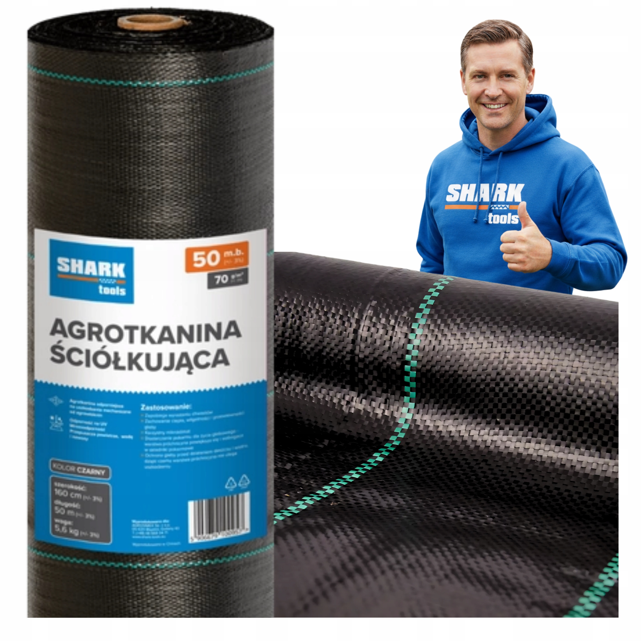 Agrotkanina 1,6x50m 70g Agrowłóknina czarna Mata Antychwastowa na chwasty