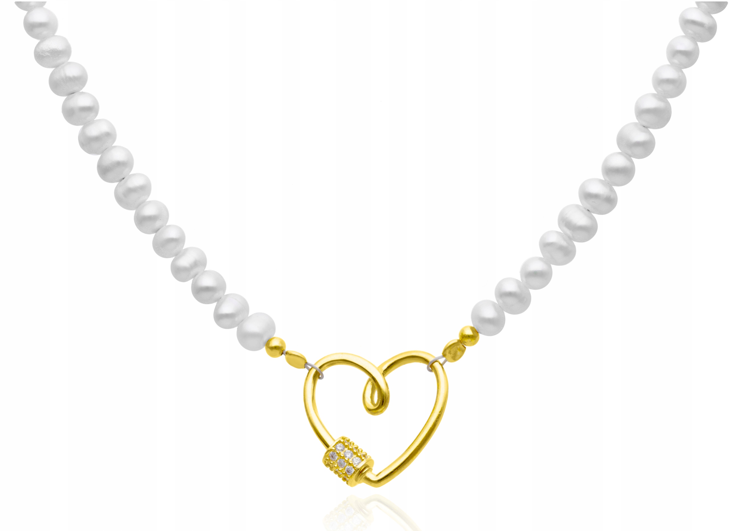 Náhrdelník s perličkami a pozlacenými prvky