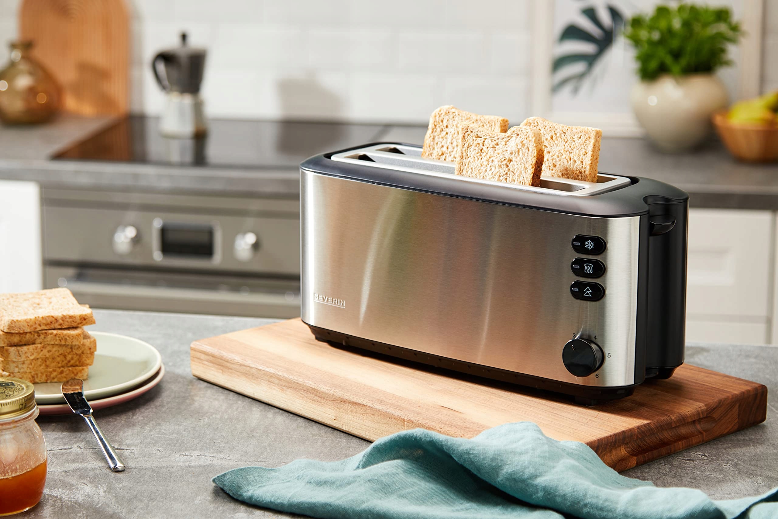 SEVERIN Toster Długi Na 4 Kromki Z Podgrzewaczem 1400W Czarny Stal — miniatura 2