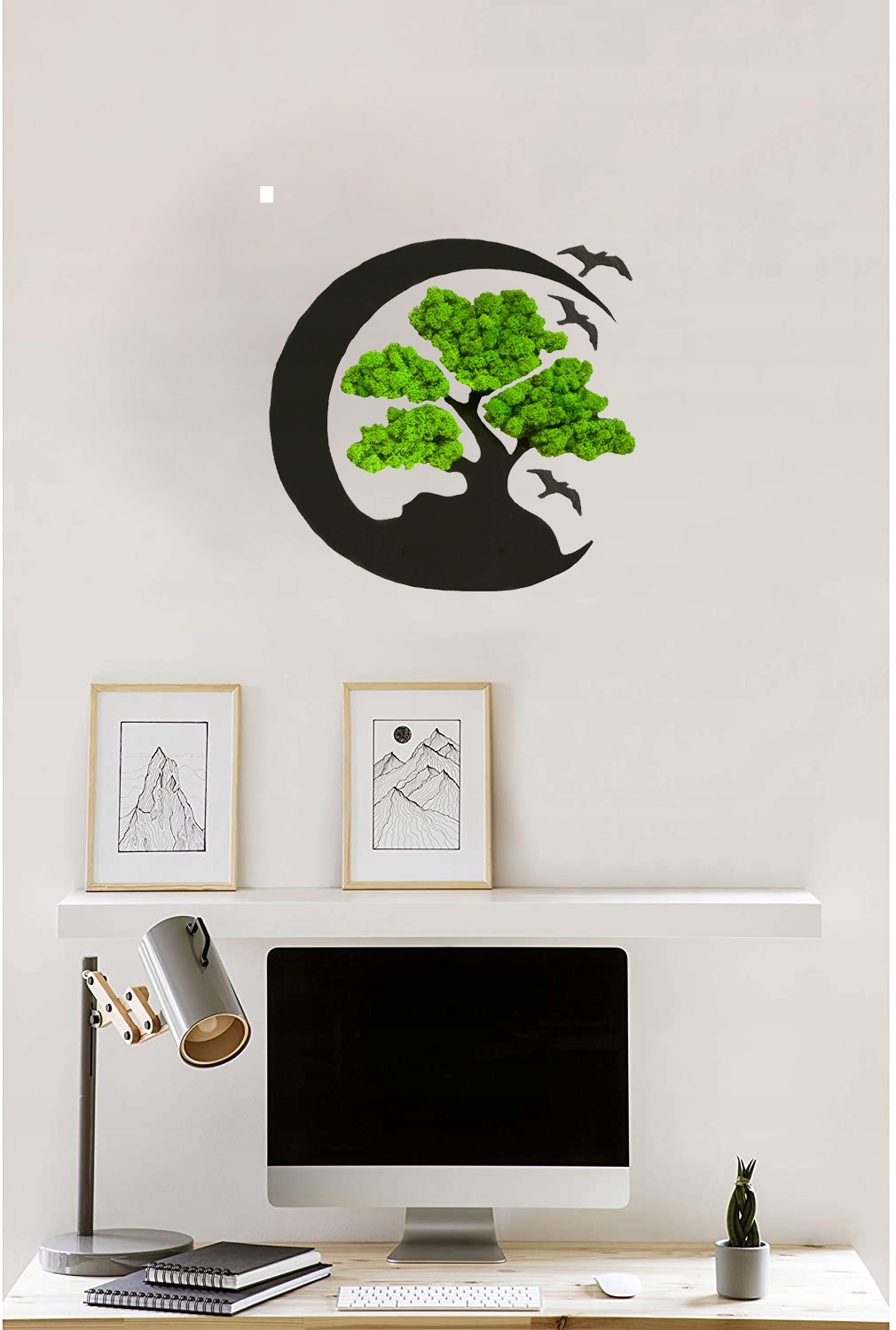 Drzewko NA PREZENT mech chrobotek OBRAZ na ściane drzewko BONSAI piękny 40 Wysokość produktu 40.1 cm