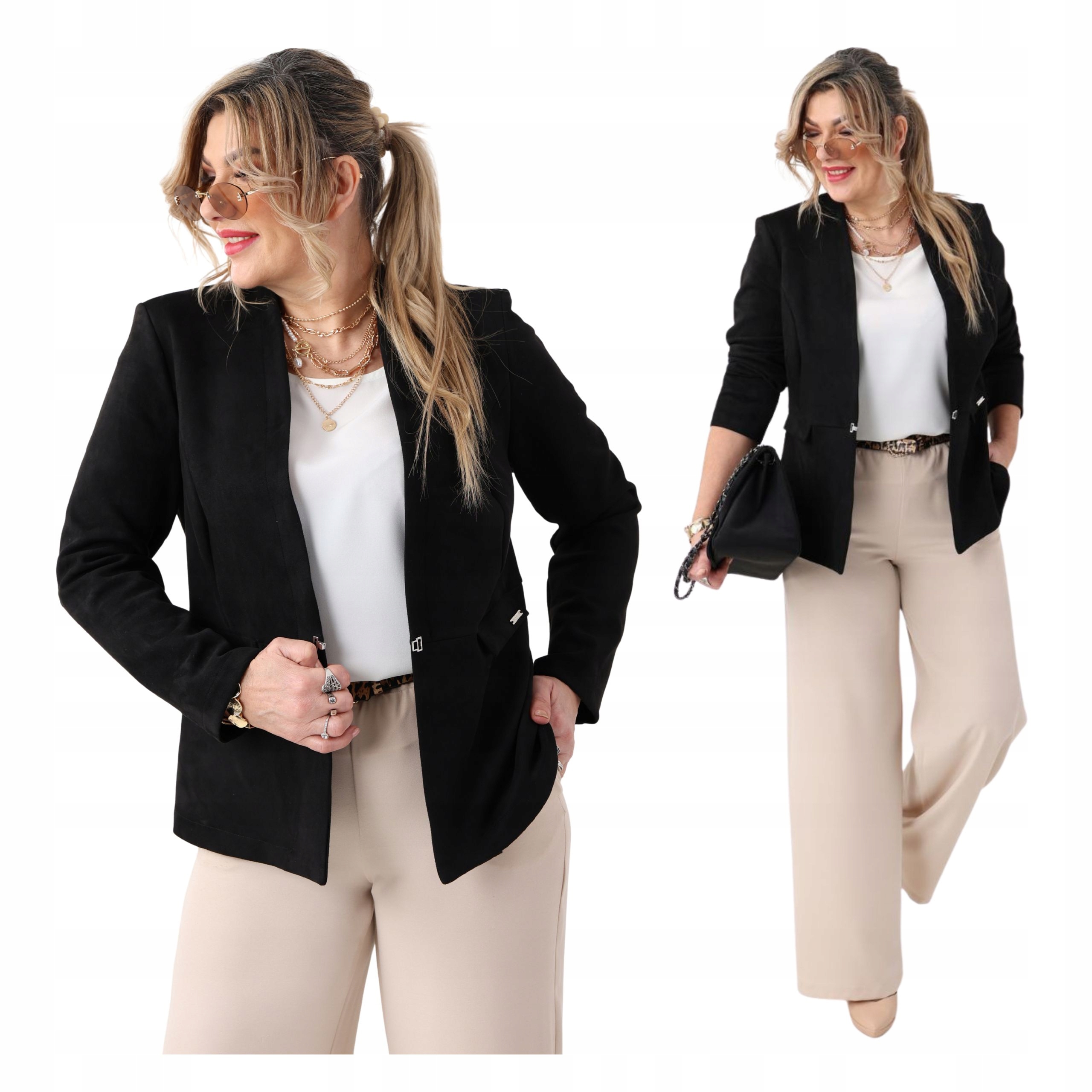 zamszowy żakiet damski wizytowy Polski Producent duże rozmiary