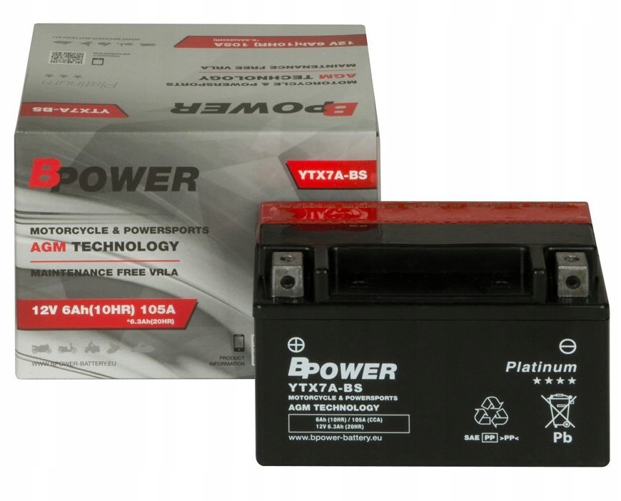 Akumulátor Bpower YTX7A-BS 6Ah 105A YTX7A Agm