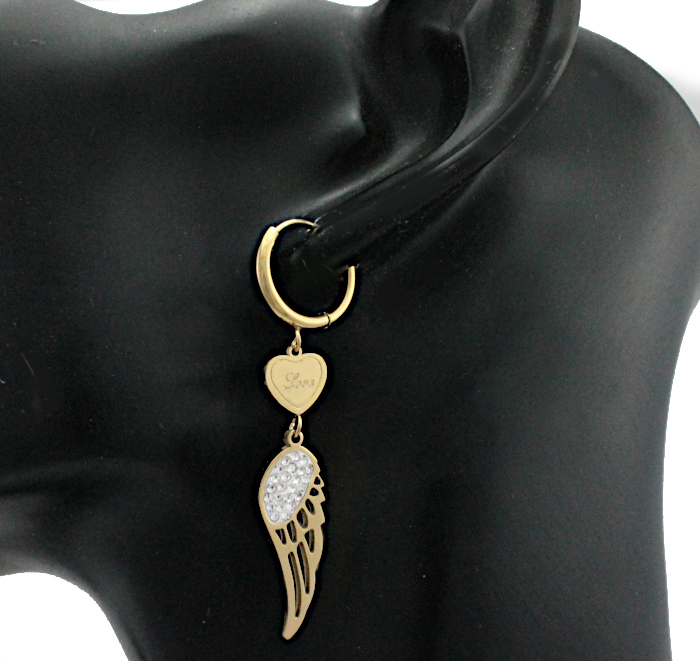 

Kolczyki Złote Skrzydła Love Stal 316 L Aisadi