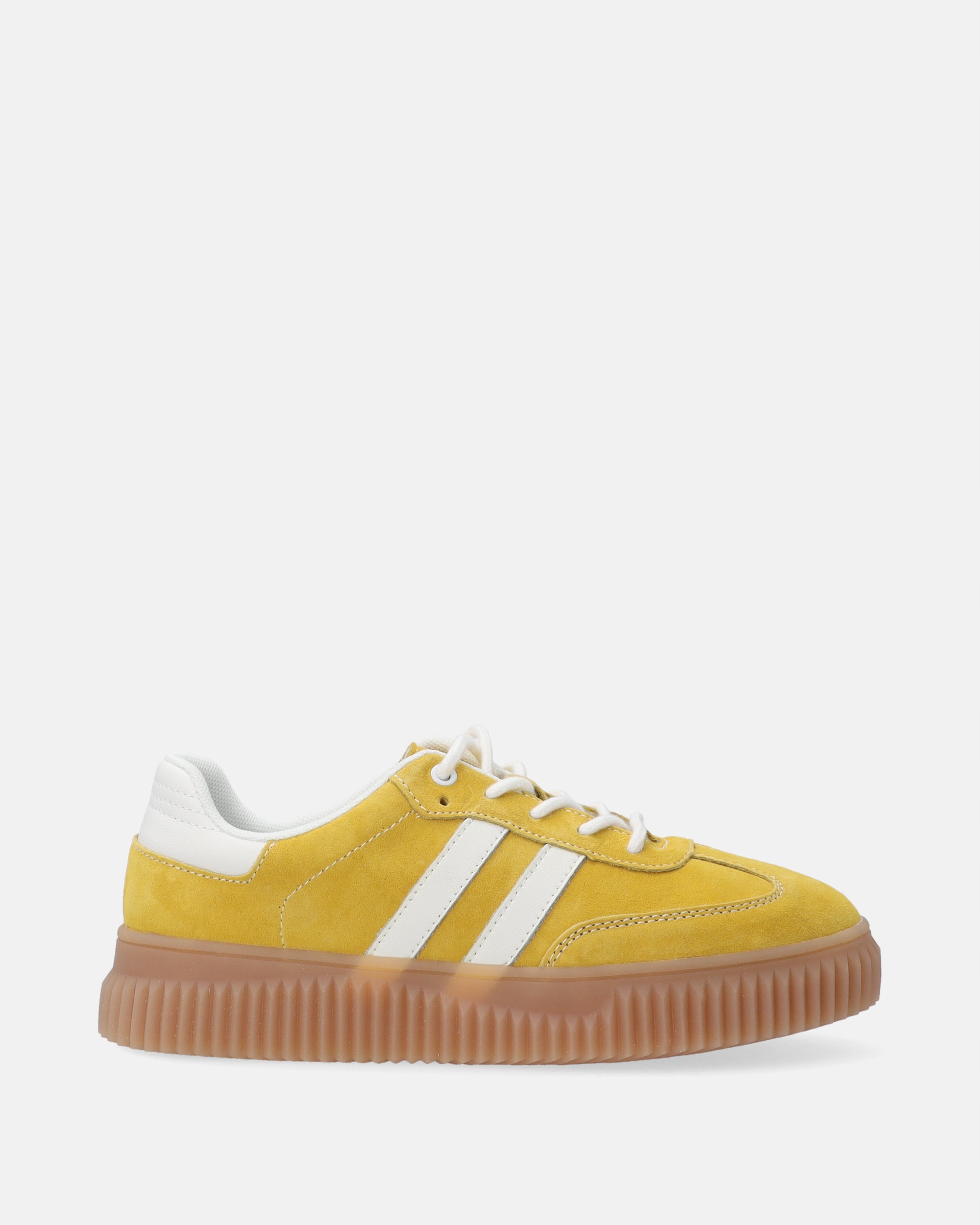 Venezia Zamszowe Żółte Sneakersy Damskie Z Brązową Podeszwą Rozmiar 41