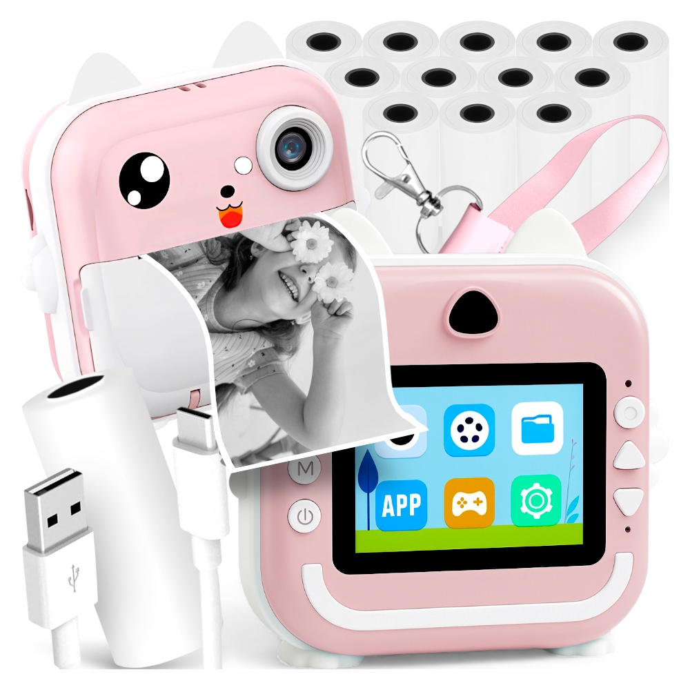 Drukuś Mini Drukarka Termiczna Dla Dzieci 13 Rolek Aparat Natychmiastowy