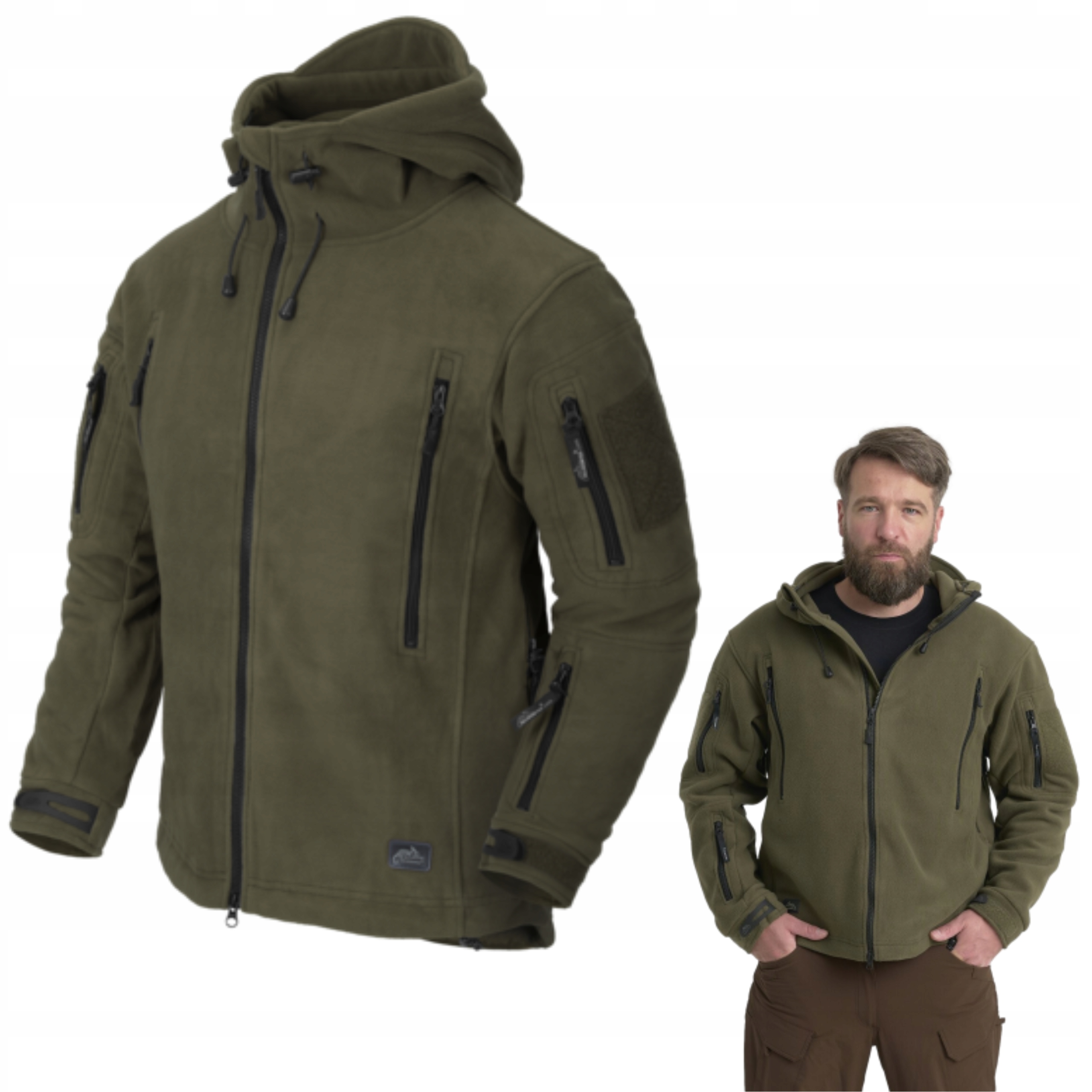 Mikina Fleecová Mikina S Kapucí S Kapucí, Rozepínací Fleecová Helikon Patriot Olive 2XL