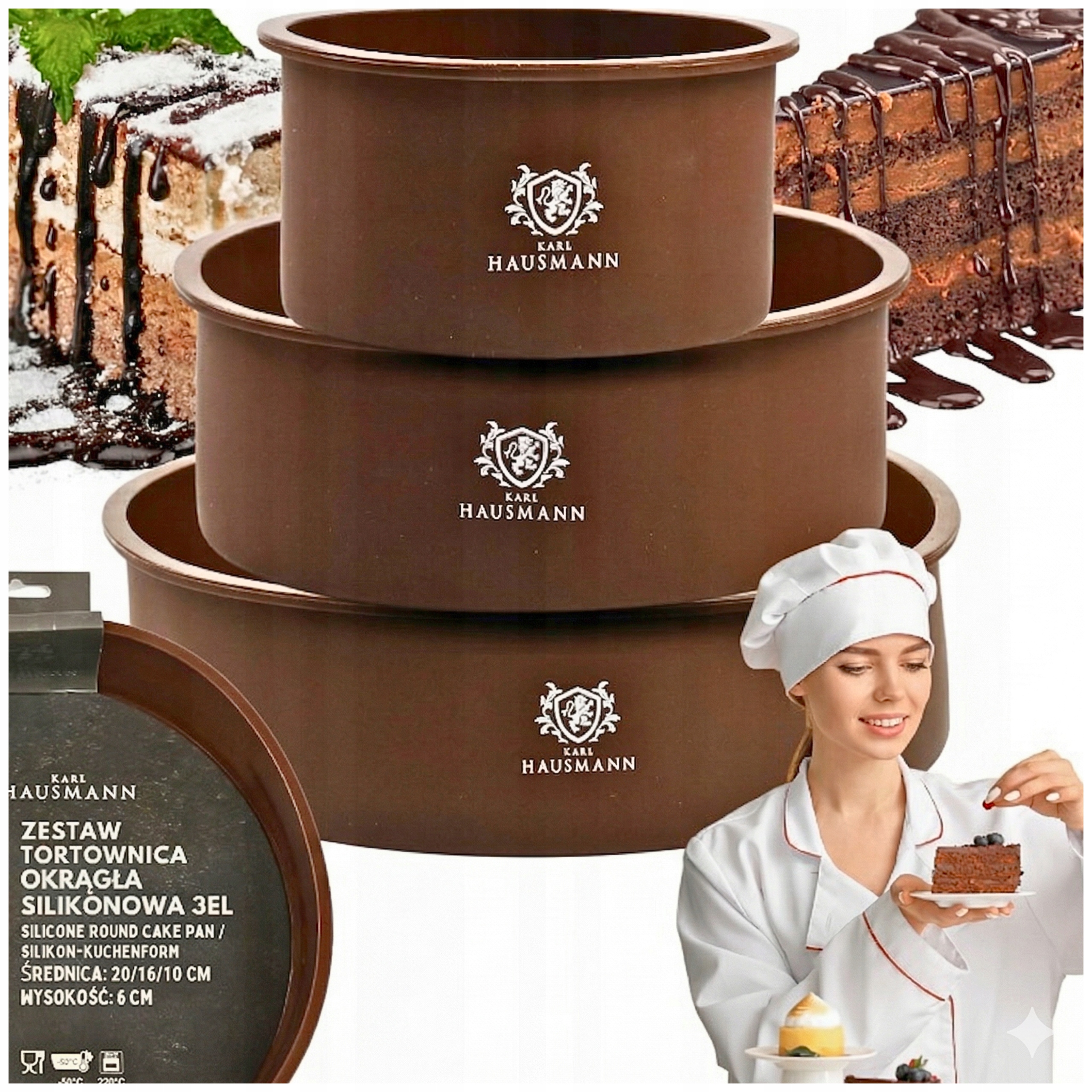 ZESTAW SILIKONOWA FORMA do PIECZENIA OKRĄGŁA FORMA BLACHA DO PIECZENIA 3SZT