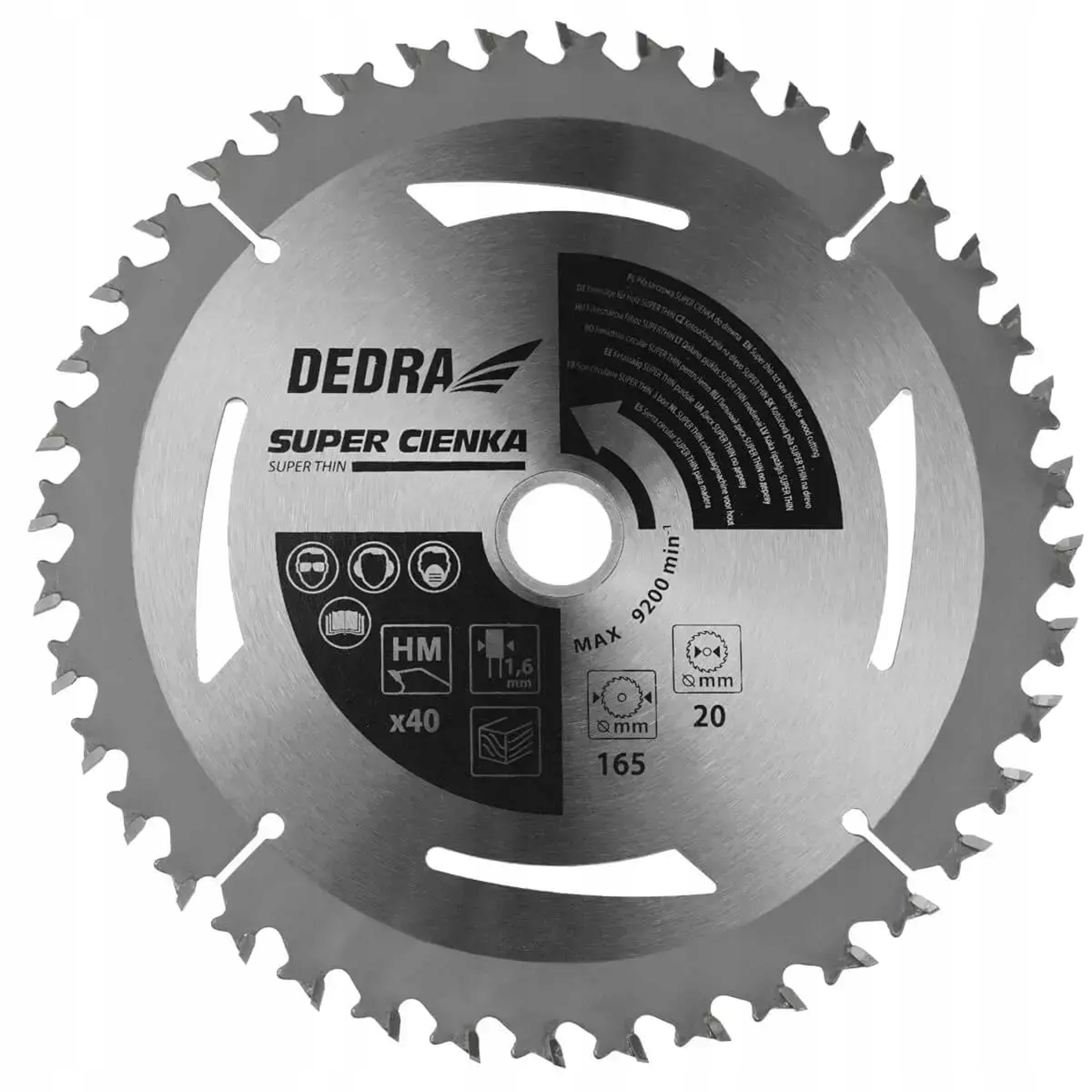 

Piła tarczowa cienka drewna 24z 185x16x1,6mm Dedra