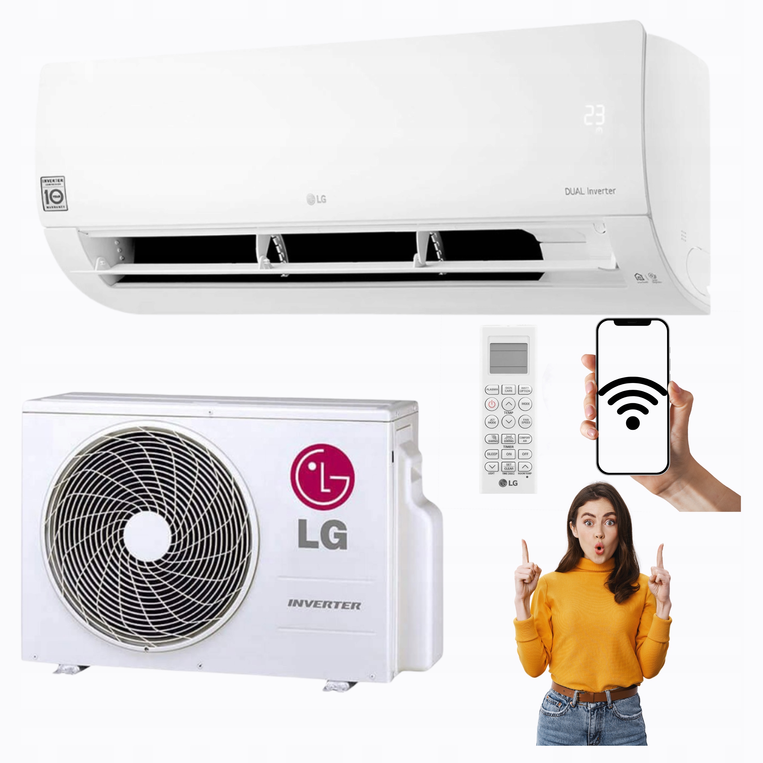 Nástenný klimatizátor do domu Lg Standard 2 3,5 kW 40 m2 WiFi Tichý Výkon