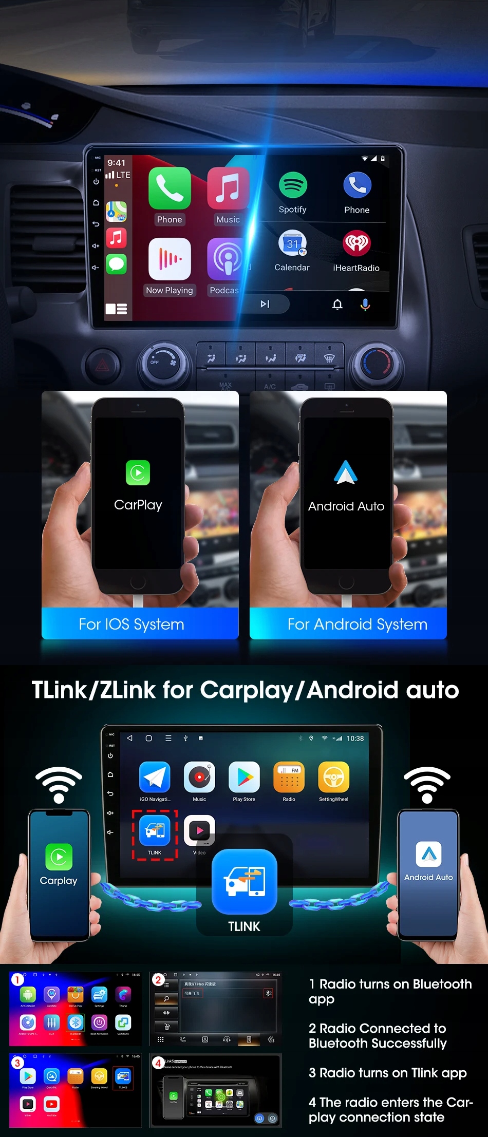 Radio Android Auto Carplay Seat Leon 2 MK2 2005 - 2012