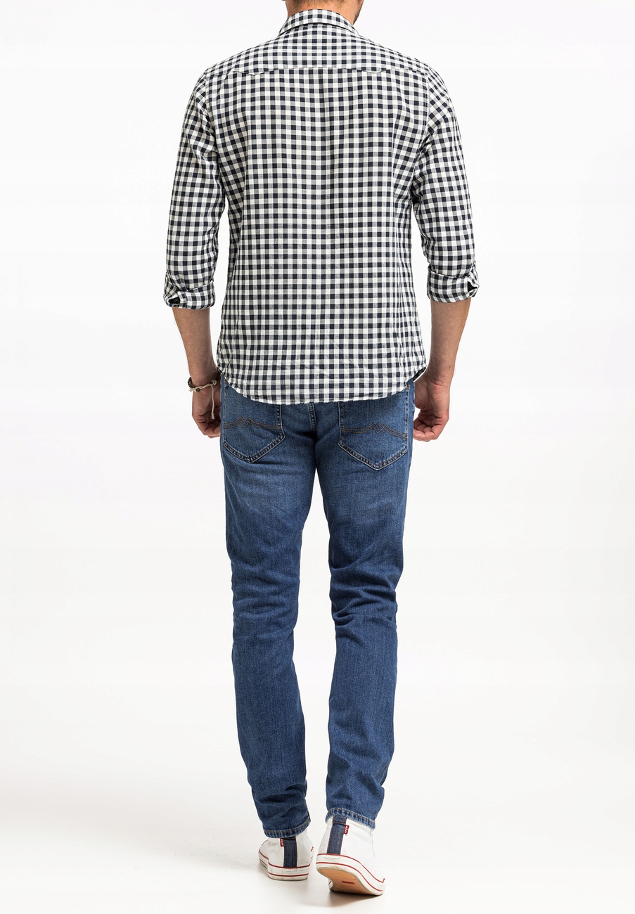 MĘSKIE DOPASOWANE SPODNIE JEANSOWE MUSTANG OREGON SLIM ZWĘŻANE BLUE W33 L32 Materiał dominujący bawełna