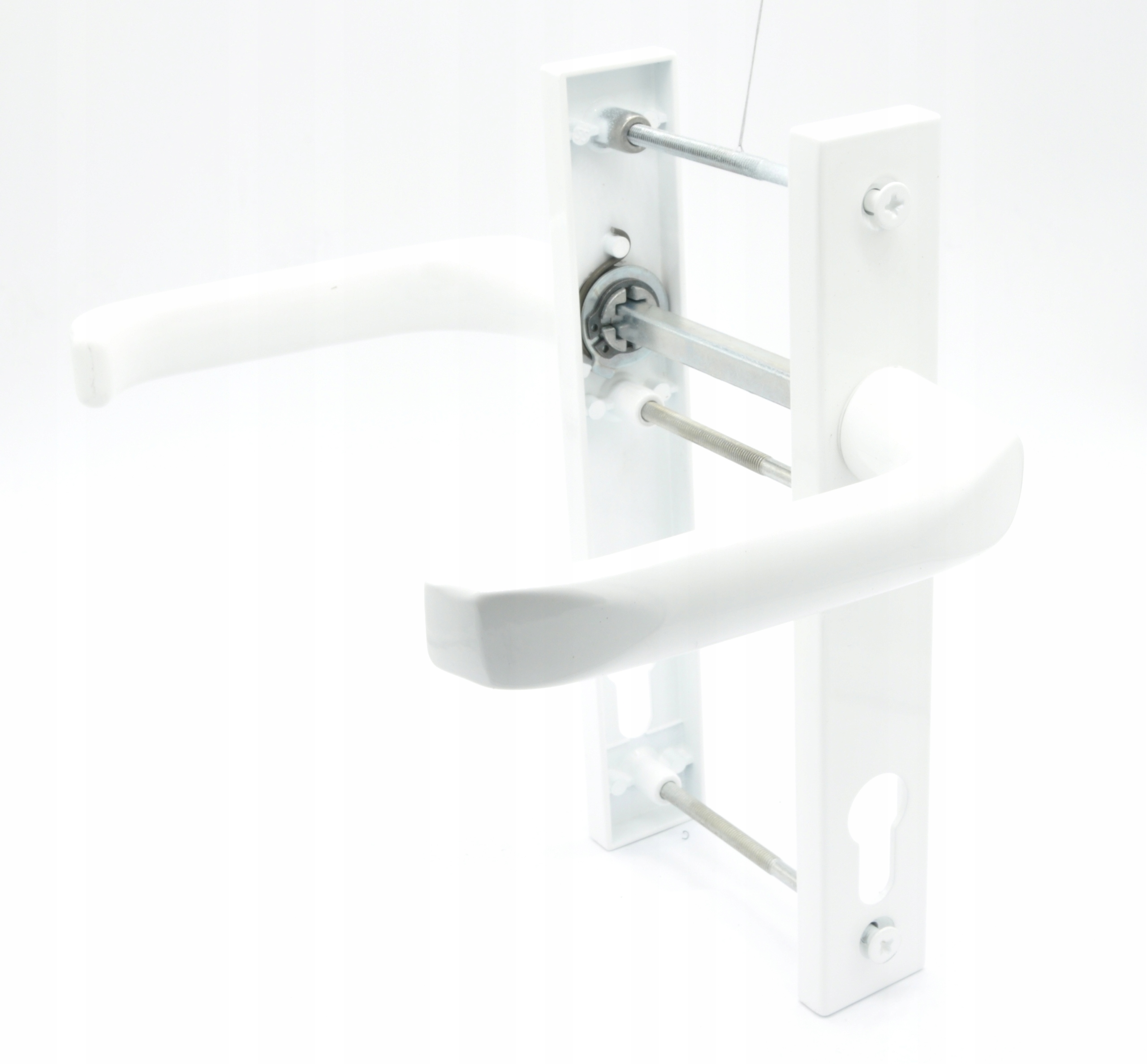 Klamka Do Drzwi Pcv Aluminium 92 Biała 9016 Lewa Na Wkładkę 3 Śruby 204 MM