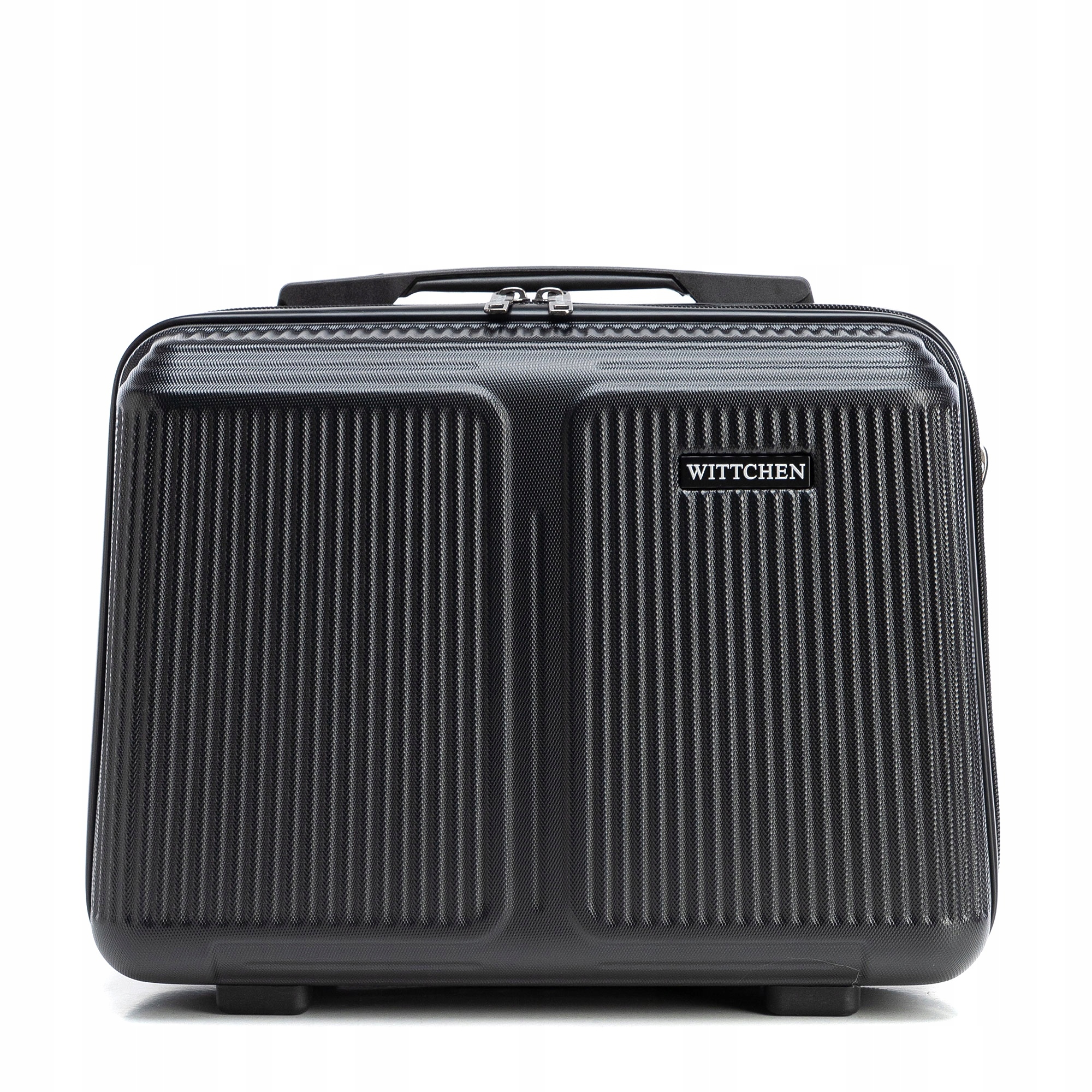 Kosmetyczka Wittchen 56-3A-604-10 z ABS-u w drobne paski czarna