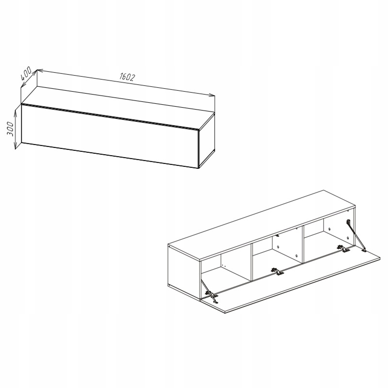 SZAFKA WISZĄCA RTV SZARY GRAFIT MDF DRZWI 160cm POINT TYPE-30 Meble-Craft Kolekcja POINT