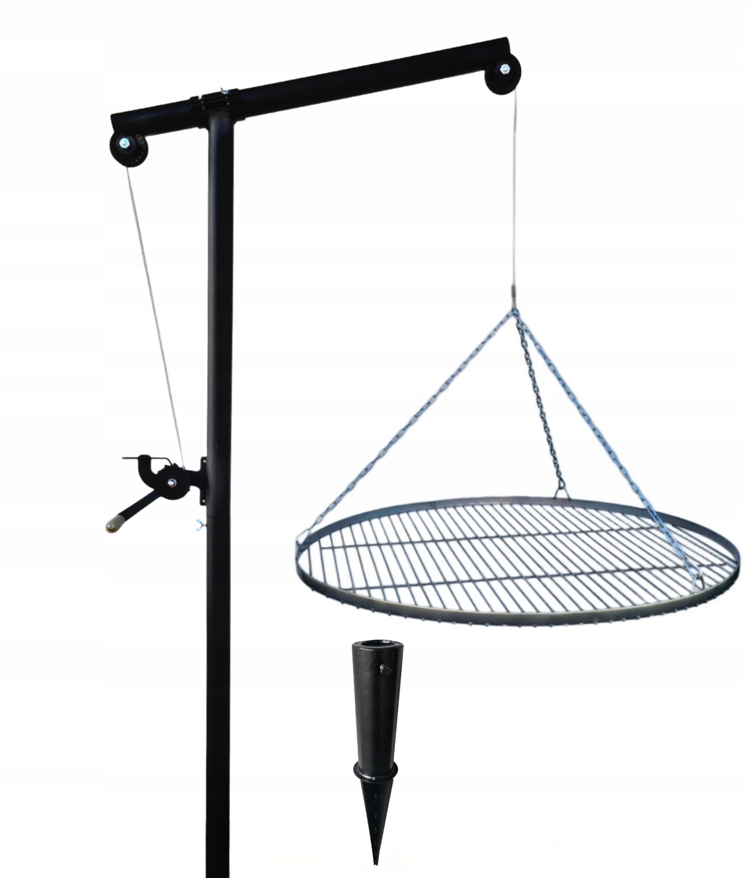 Grill żuraw wysięgnik ramię ruszt 80 nierdzewny nad ognisko ogrodowy Uchwyt