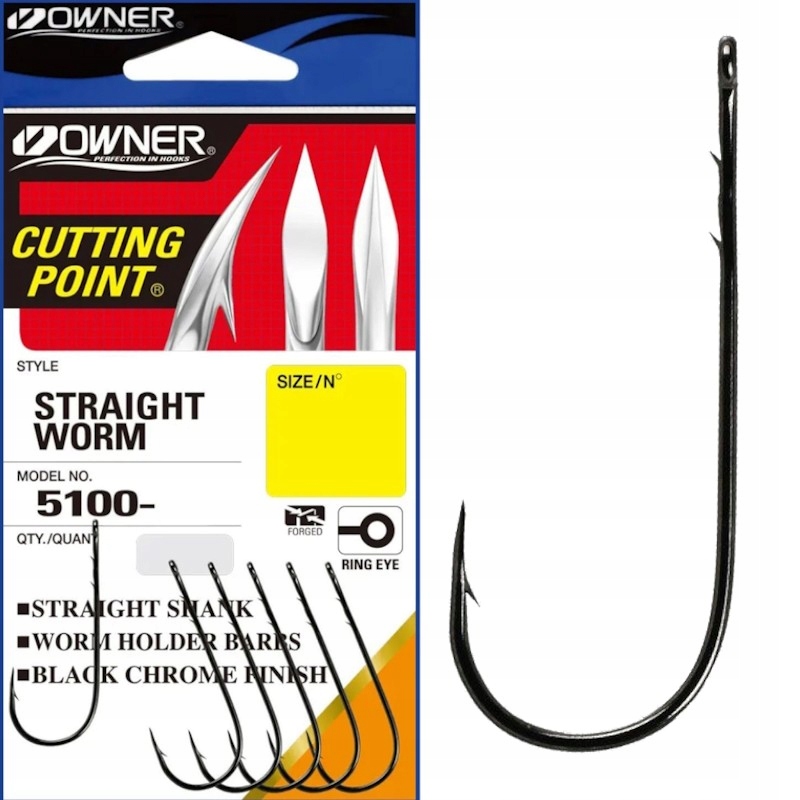 Haczyki Spinningowe Owner 5100 Bc Straight Shank 2 6szt. Z Oczkiem Ostre