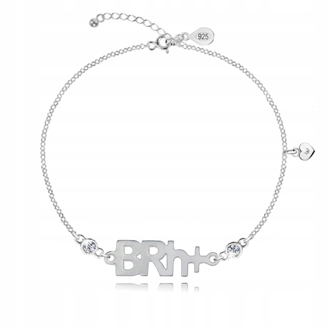 

Bransoletka srebrna z grupą krwi serce i Swarovski