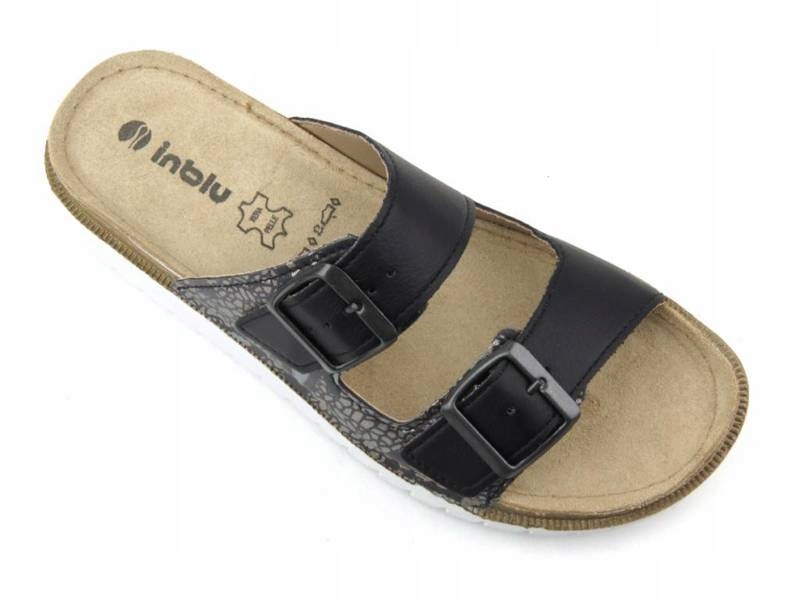 KLAPKI DAMSKIE INBLU WKŁADKA SKÓRA CN33 PROFILOWANE 37 CZARNE Rozmiar 37