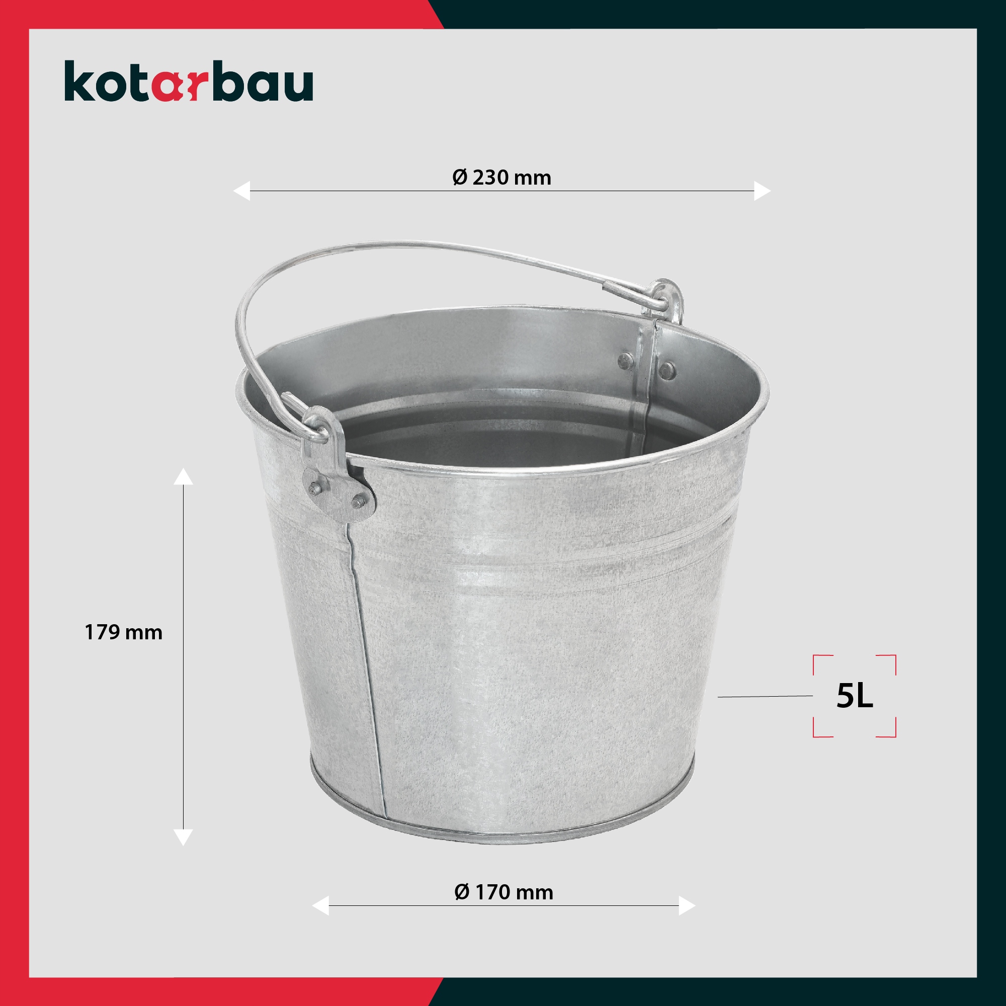 WIADRO OCYNKOWANE BUDOWLANE OGRODOWE METALOWE 5 L BLASZANE Z UCHWYTEM OCYNK EAN (GTIN) 5904994047209