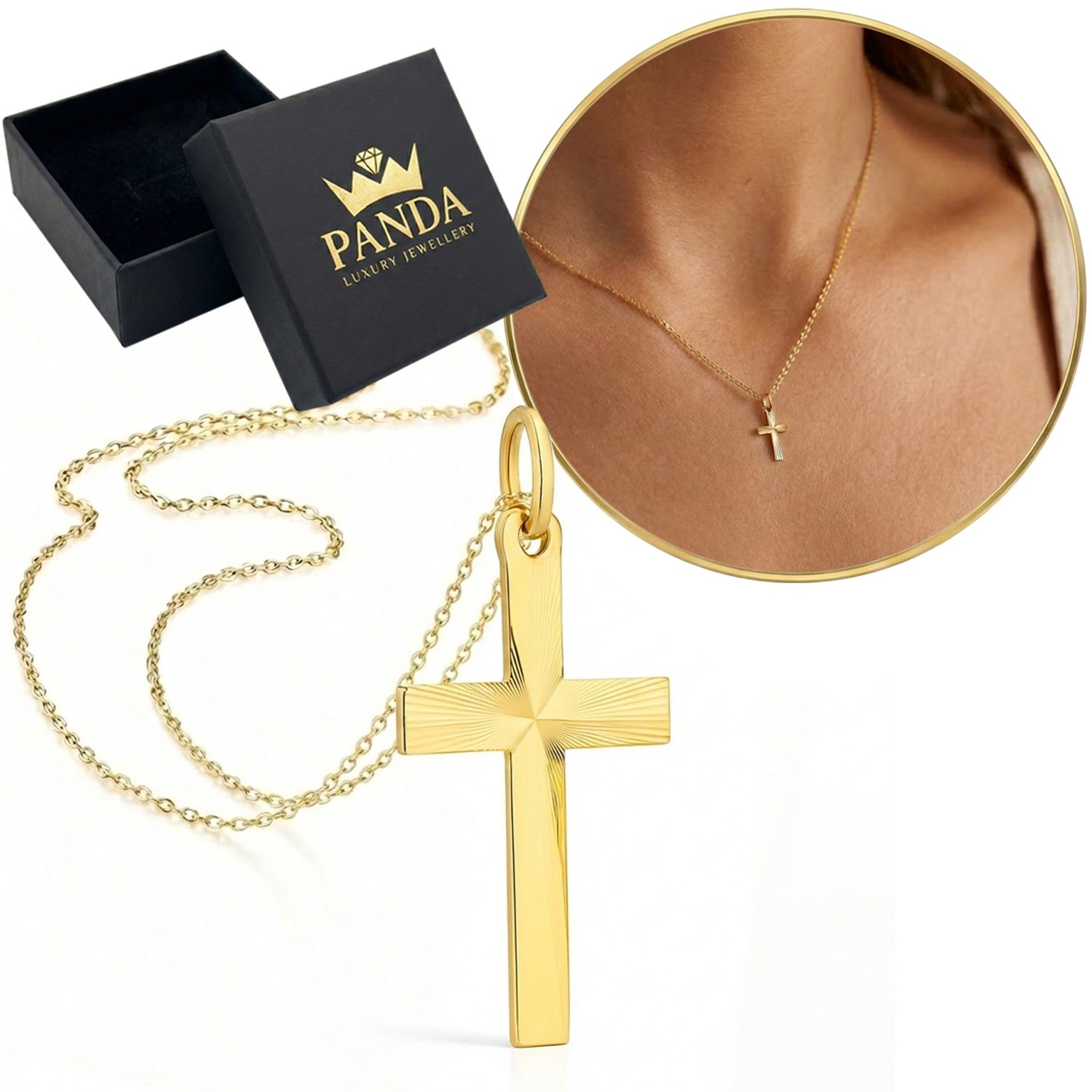 Zlatý křížek 585 Diamantový přívěsek Kříž Dárek Křest Svaté Přijímání