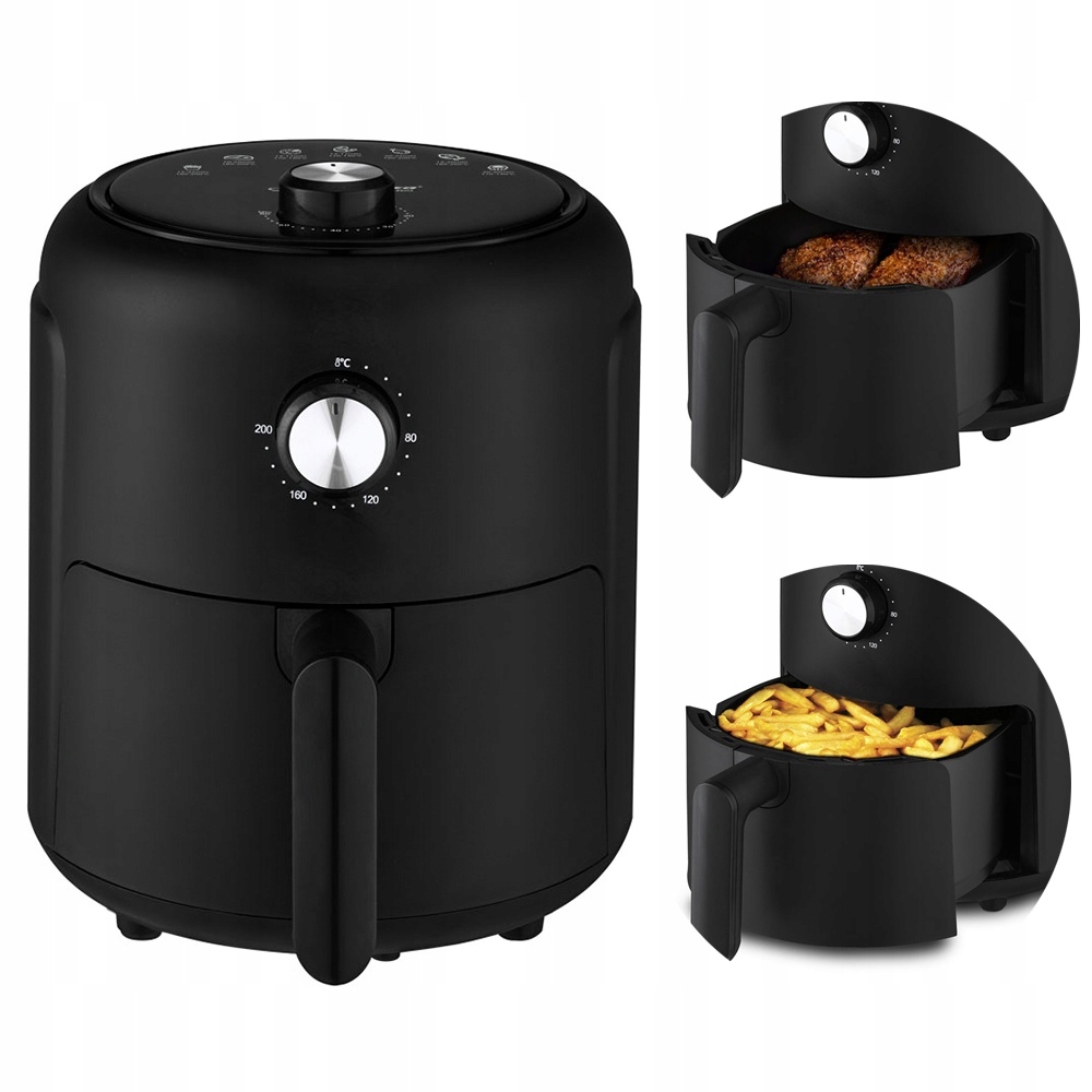 Frytkownica Beztłuszczowa Airfryer 2.6L 1000W Mała Czarna Mocna
