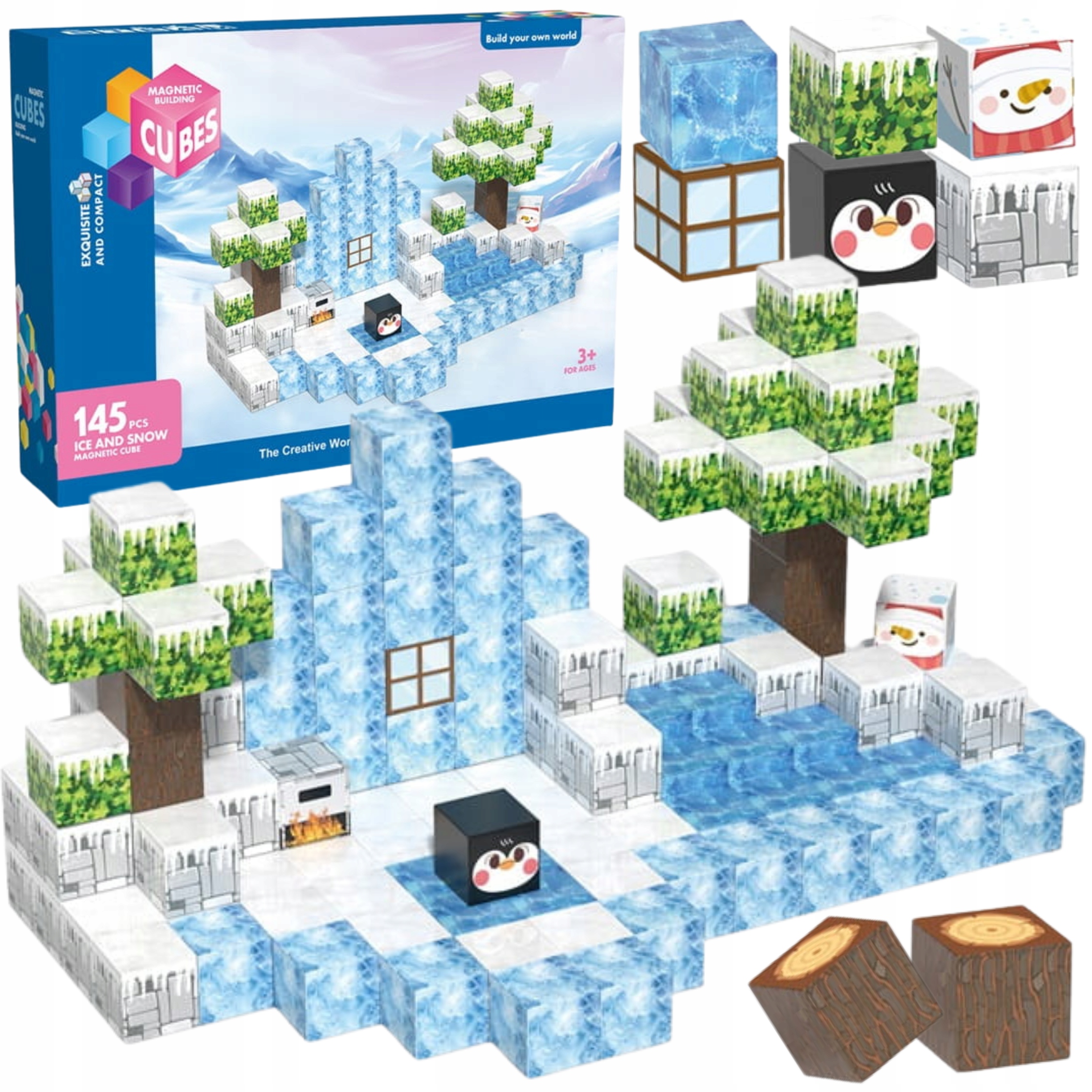 MAGNETINIAI KALADĖLIAI 3D KUBAI 2x2 statybinių kubelių rinkinys 145 vnt.