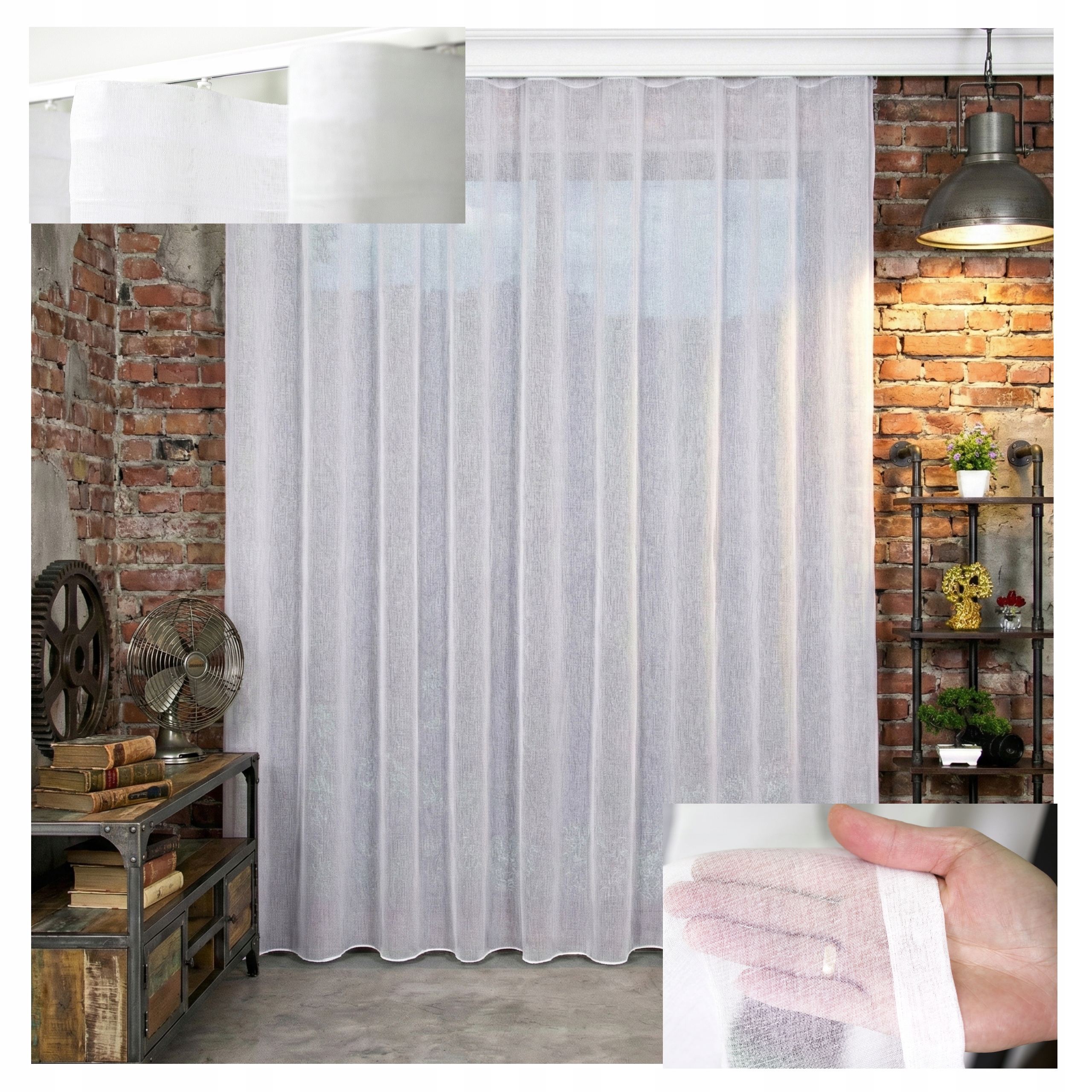 Záclona s olověnkou Industrial Etamin Wave Roma Hotová 450 x 280 cm Vlna