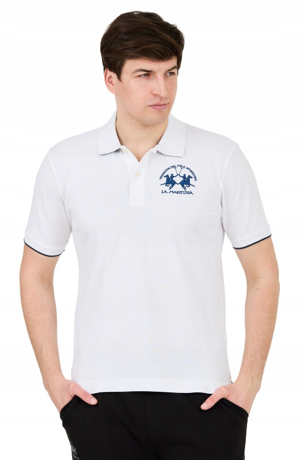 La Martina Bílé polo s velkým logem XL