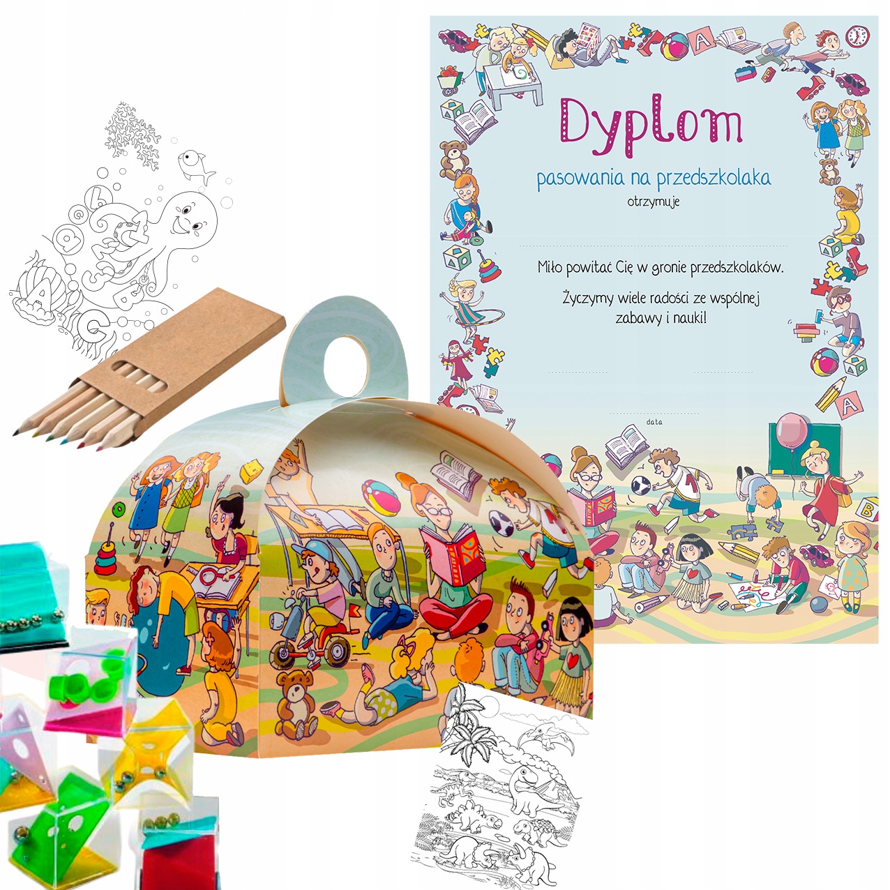 

Dyplom Pasowania na Przedszkolaka Kuferek upominki