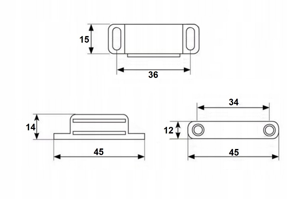 ZAMEK MAGNETYCZNY ZATRZASK MEBLOWY MAGNES- BIAŁY Długość (mm) 45