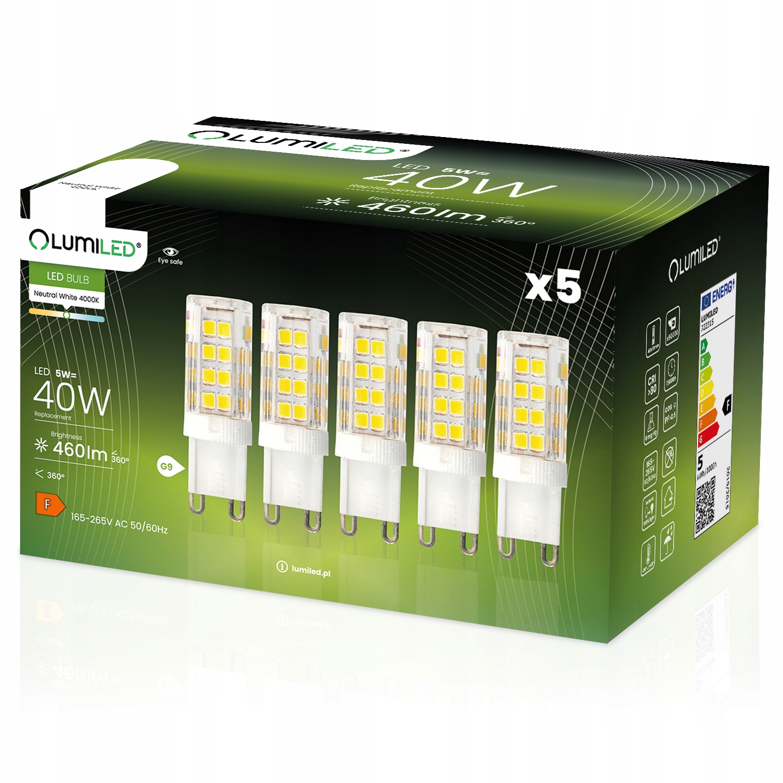 5x Żarówka LED G9 KAPSUŁKA 5W = 50W 470LM 4000K