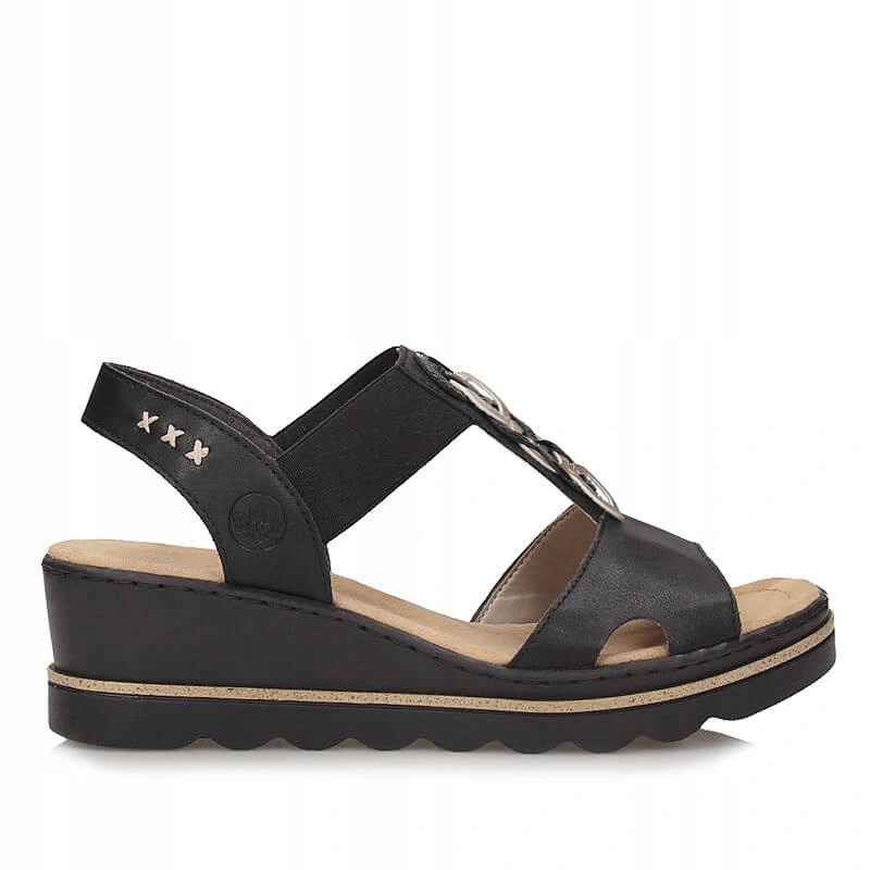 Dámské sandály Rieker 67498-00 černé, černé, nazouvací na platformě