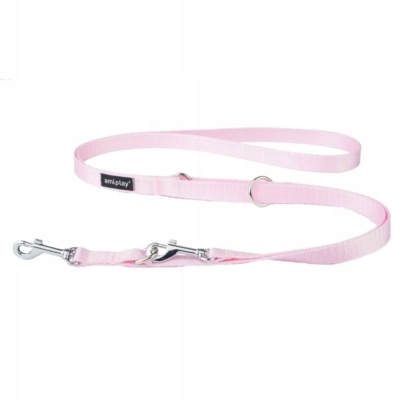 

amiplay Smycz Basic 6w1 S 100-200cm/1cm Różowa