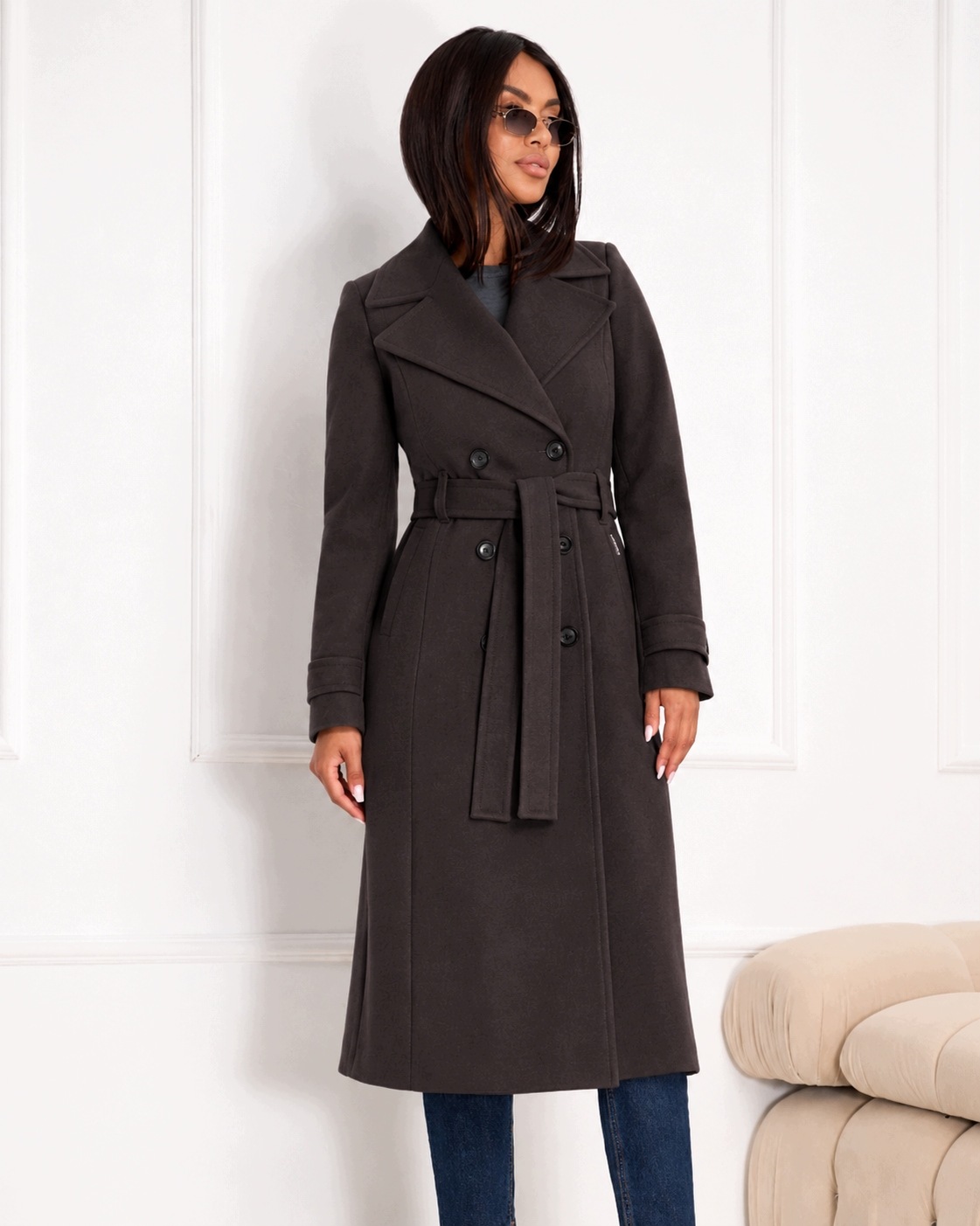 Zartex dámský kabát klasický dvouřadý London Espresso AW26 vel. 44