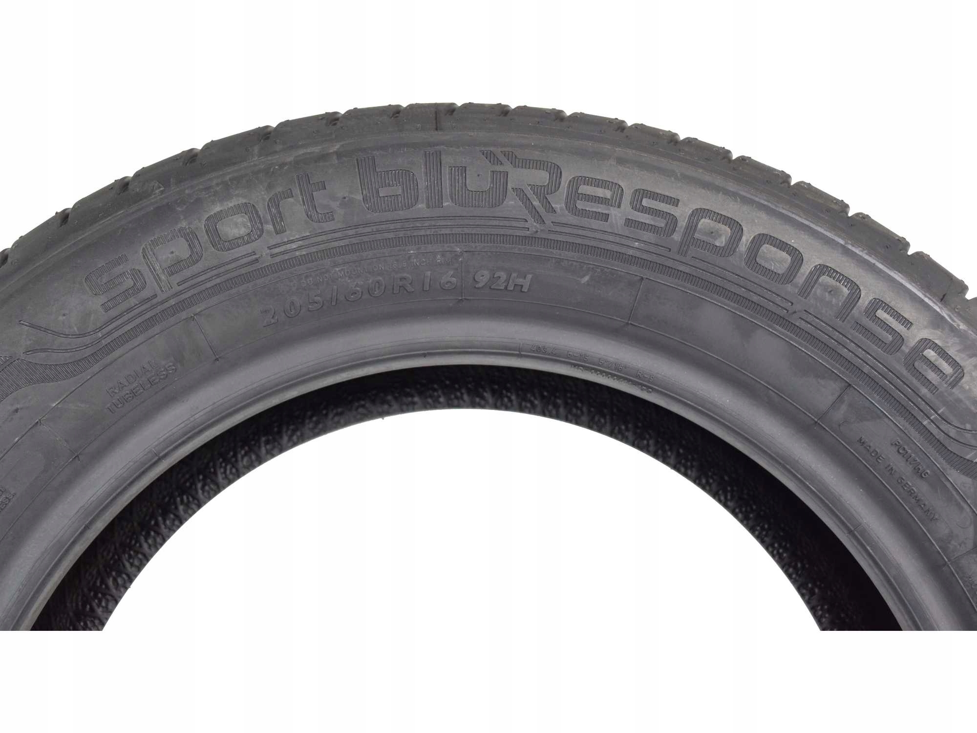 Opona letnia 205/60R16 DUNLOP 92H SPORT BLURESPONSE Szerokość opony 205 mm