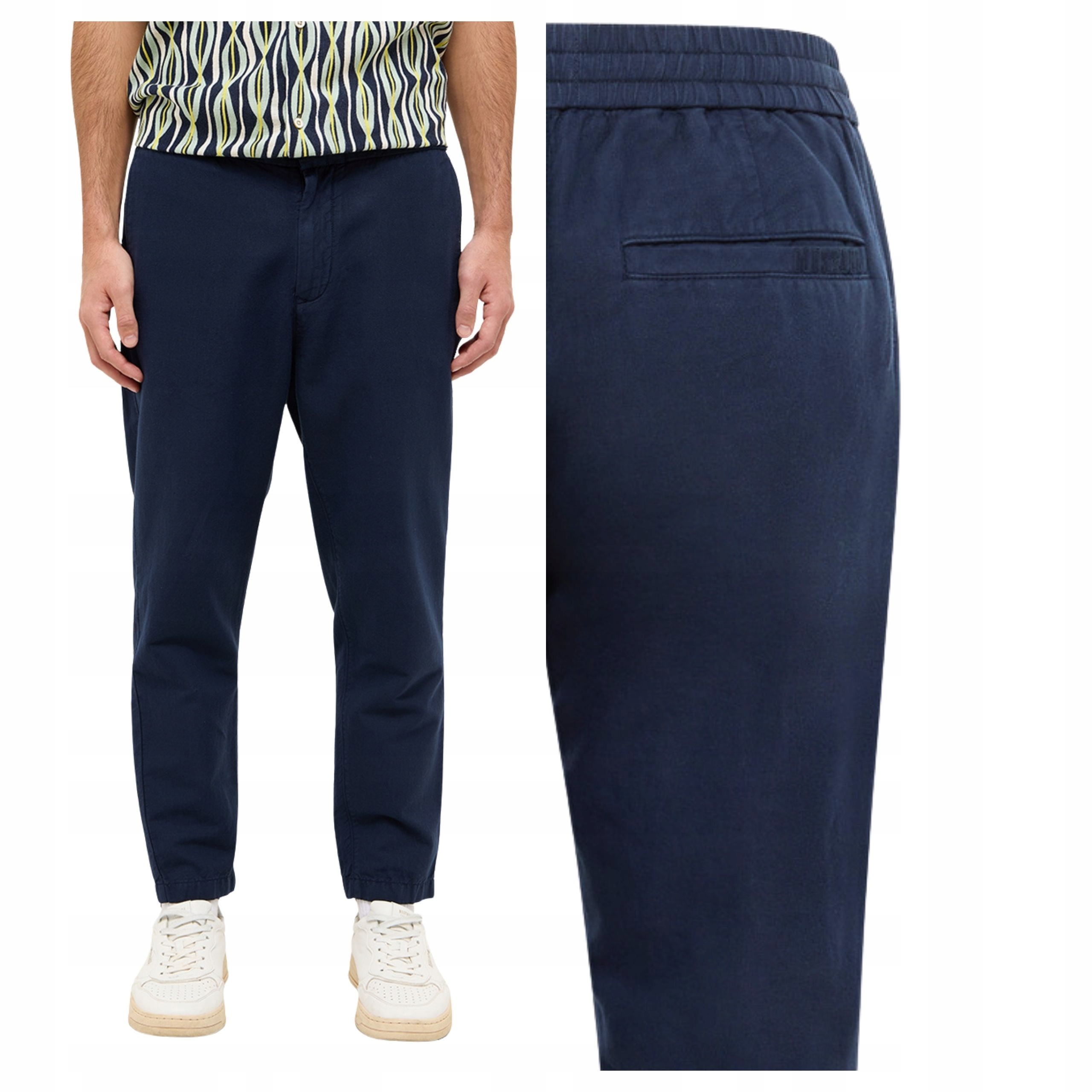Mustang Milano Linen Jogger Pánské džínové kalhoty Navy Blazer W33 L34