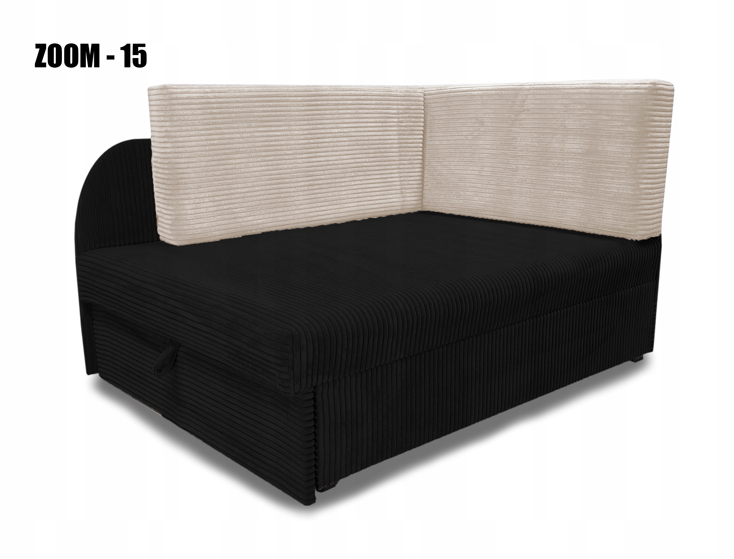 Nowoczesne łóżko dziecięce z regulowaną długością, narożnik KUBUŚ, pojemnik