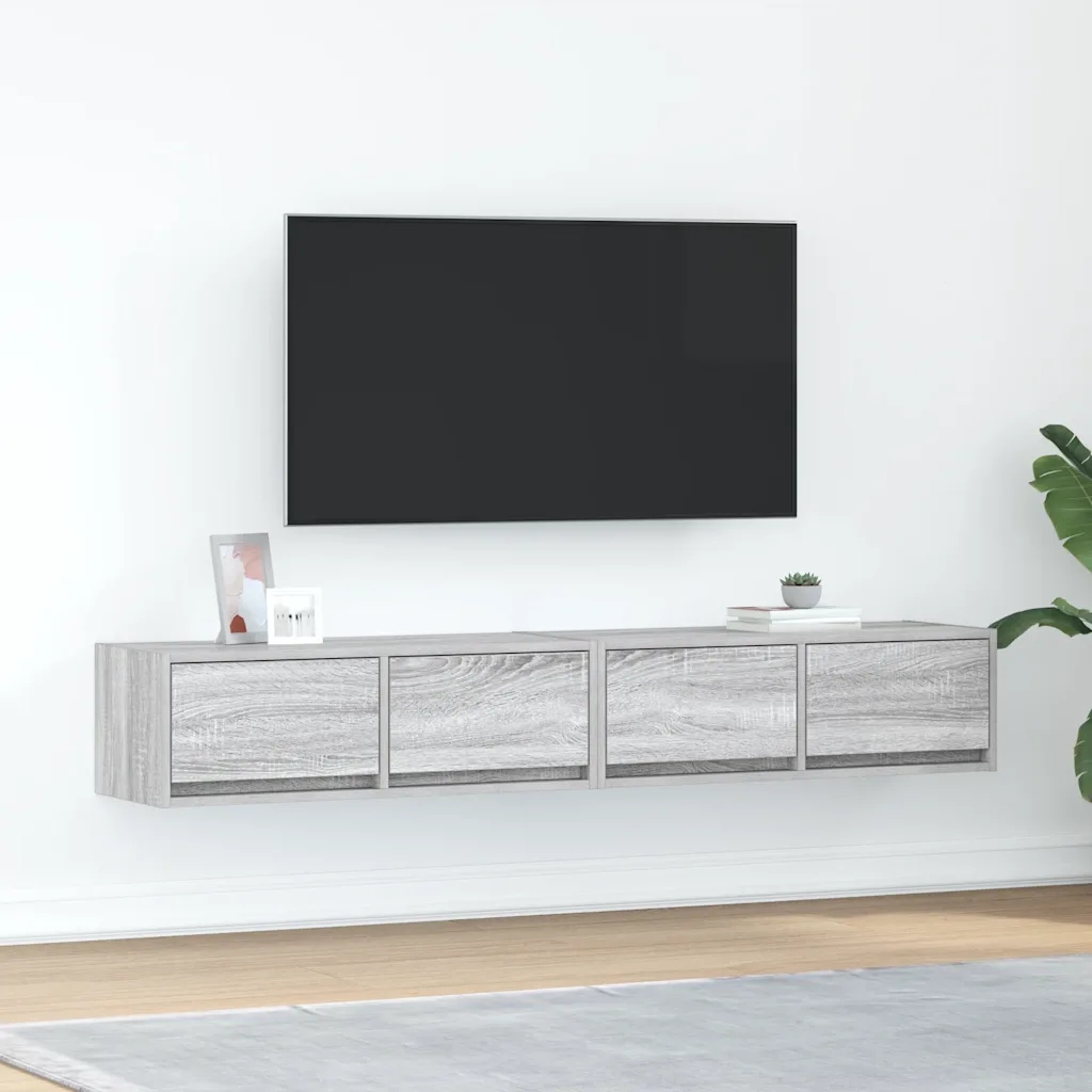 vidaXL Szafki Rtv 2 szt. Szary Sonoma 80x31x25,5 cm Drewno klejone