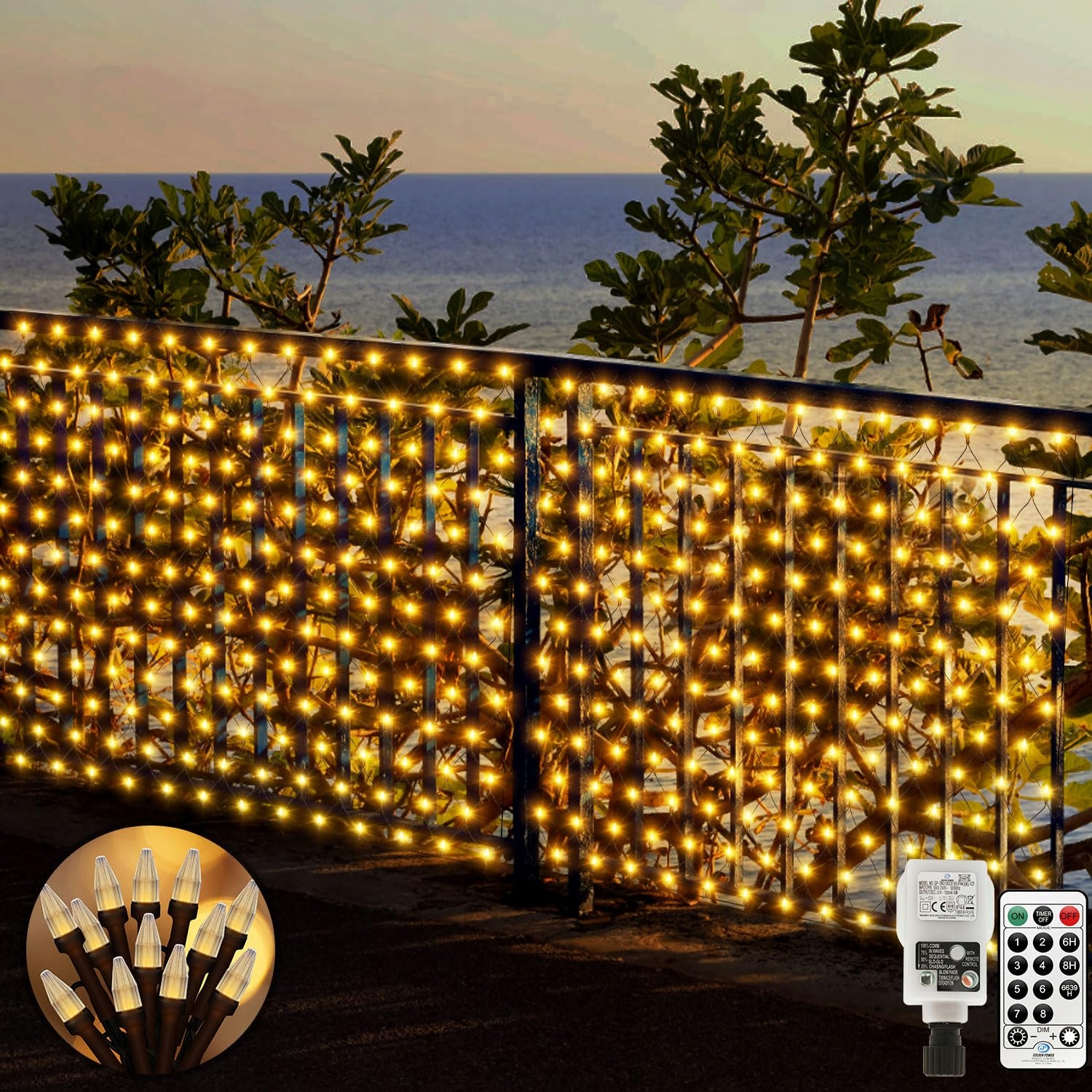 CERIAL Siatka Kurtyna Świetlna Girlanda Zewnętrzna Wodoodporna 6x2m 300LED — miniatura 8