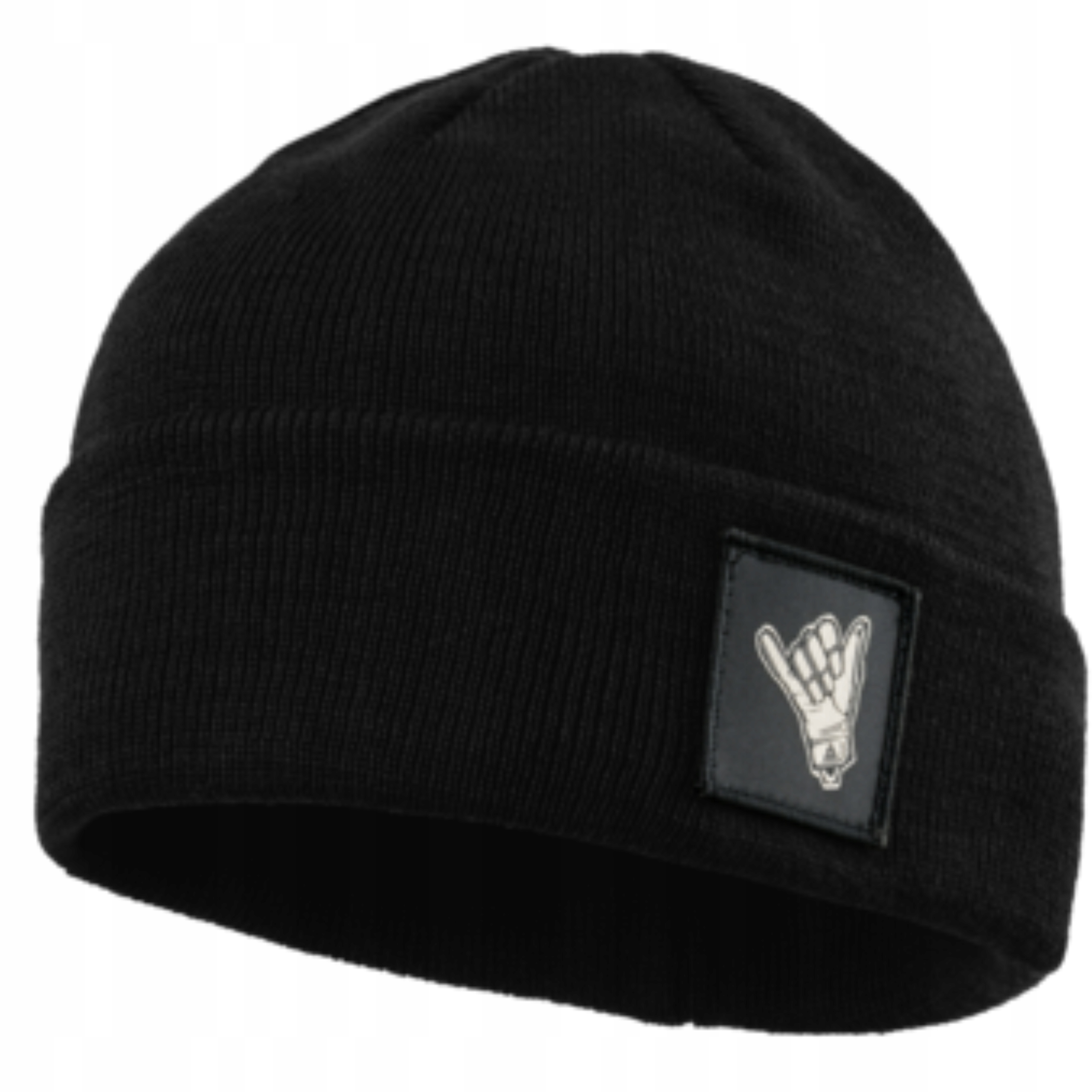 CIEPŁA GRUBA CZAPKA WEŁNIANA MERINO BEANIE SHAKA ZIMOWA CZAPKA CZARNA