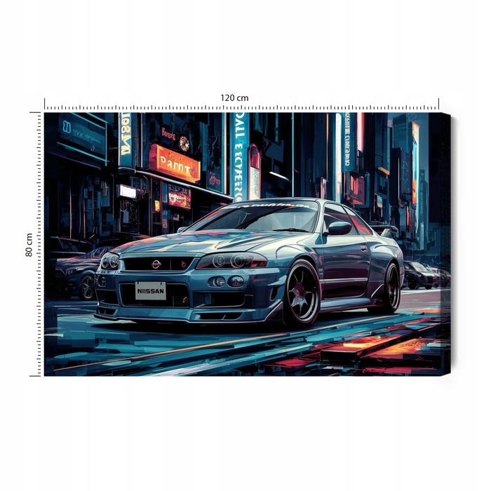 Obraz na plátně nissan skyline r34 abstrakce 120x80 cm