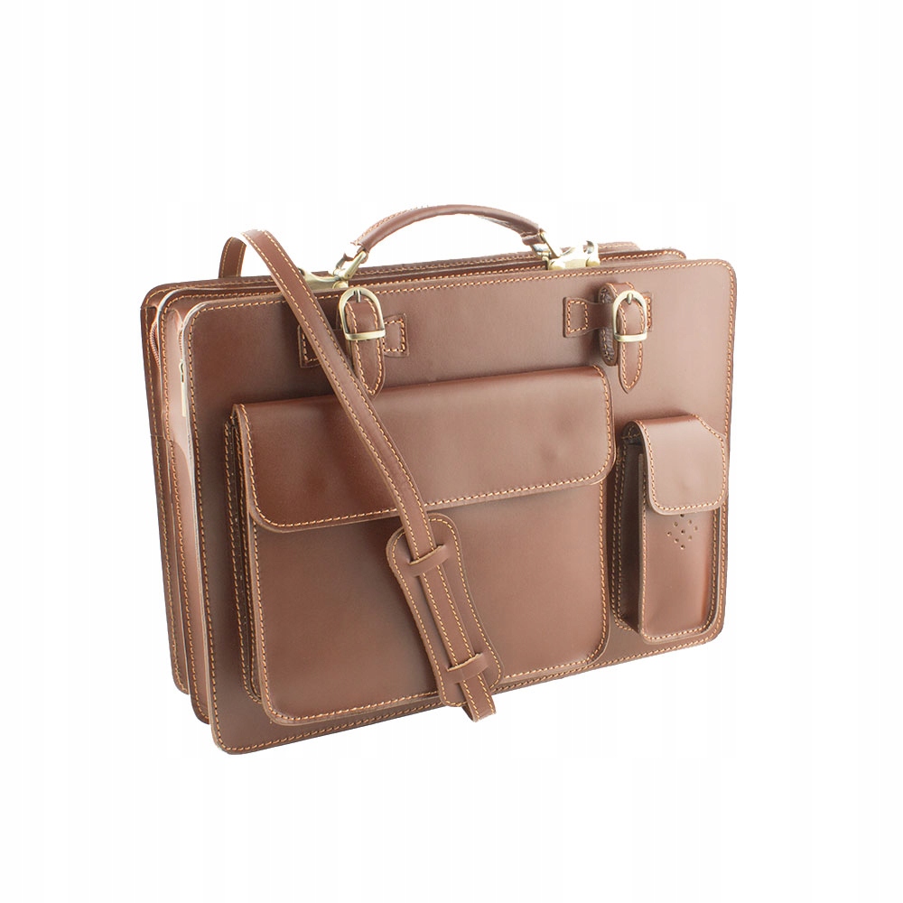 TECZKA AKTÓWKA MĘSKA SKÓRZANA GAZECIARKA BRĄZOWA