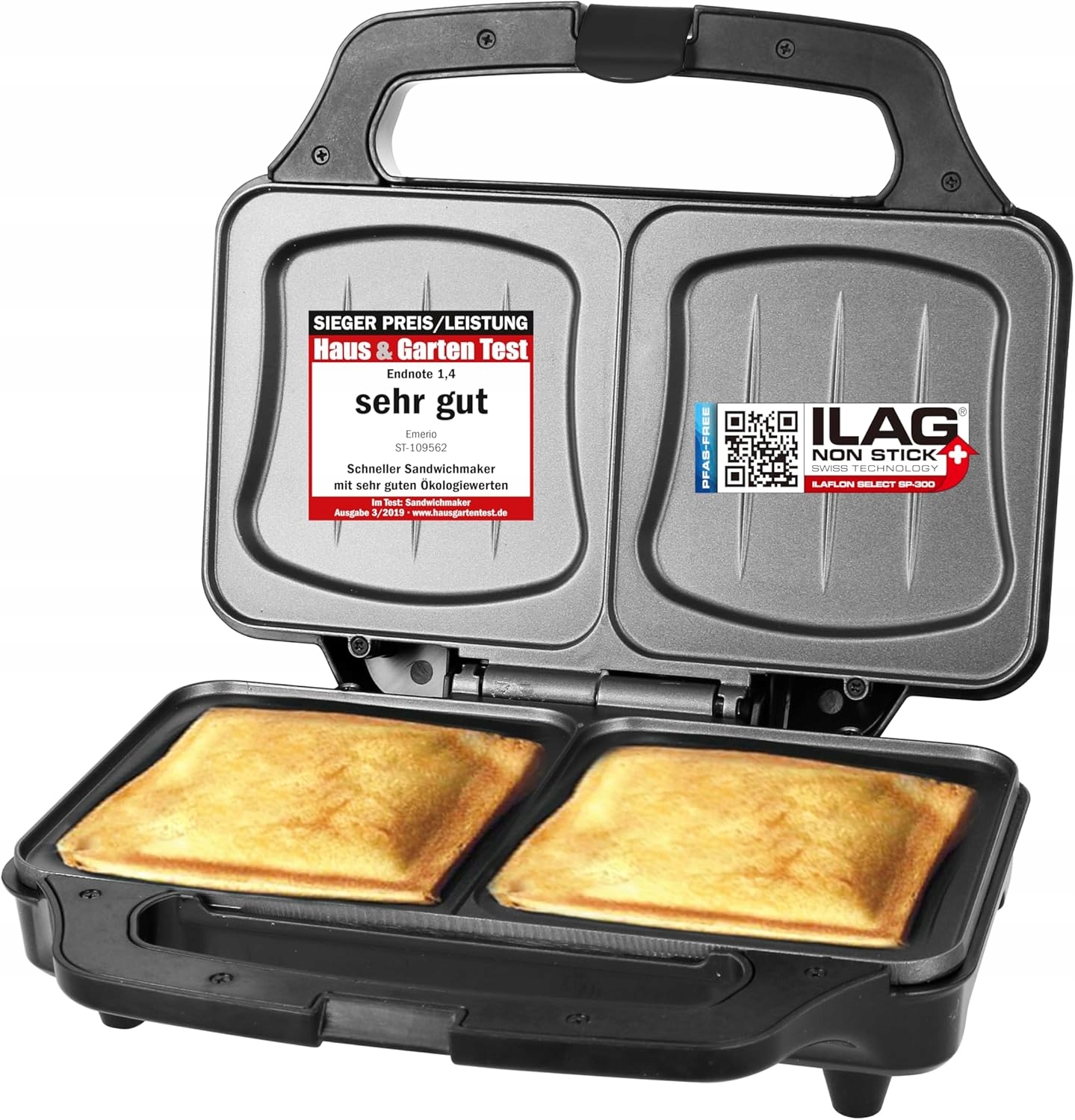 Opékač Panini XXL 900W Černý Nepřilnavý, Snadné Čištění