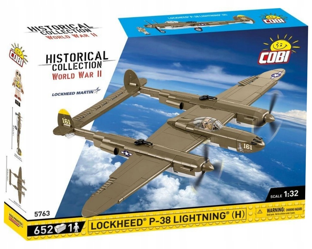 Klocki Cobi 5763 Samolot Lockheed P-38H Lightning Hc WW2 652 El.