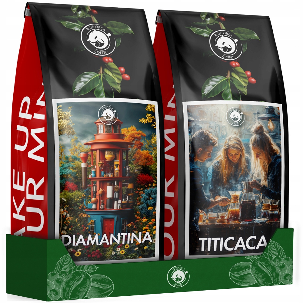 Levně Káva zrnková 1kg x2 Diamantina Titicaca 100% Arabica Blue Orca Dárek