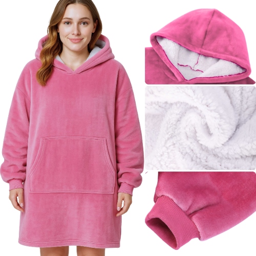 Mikina Deka Oversize Mikina Silná Mikinová Deka S Kapucí 2V1 Pudrová