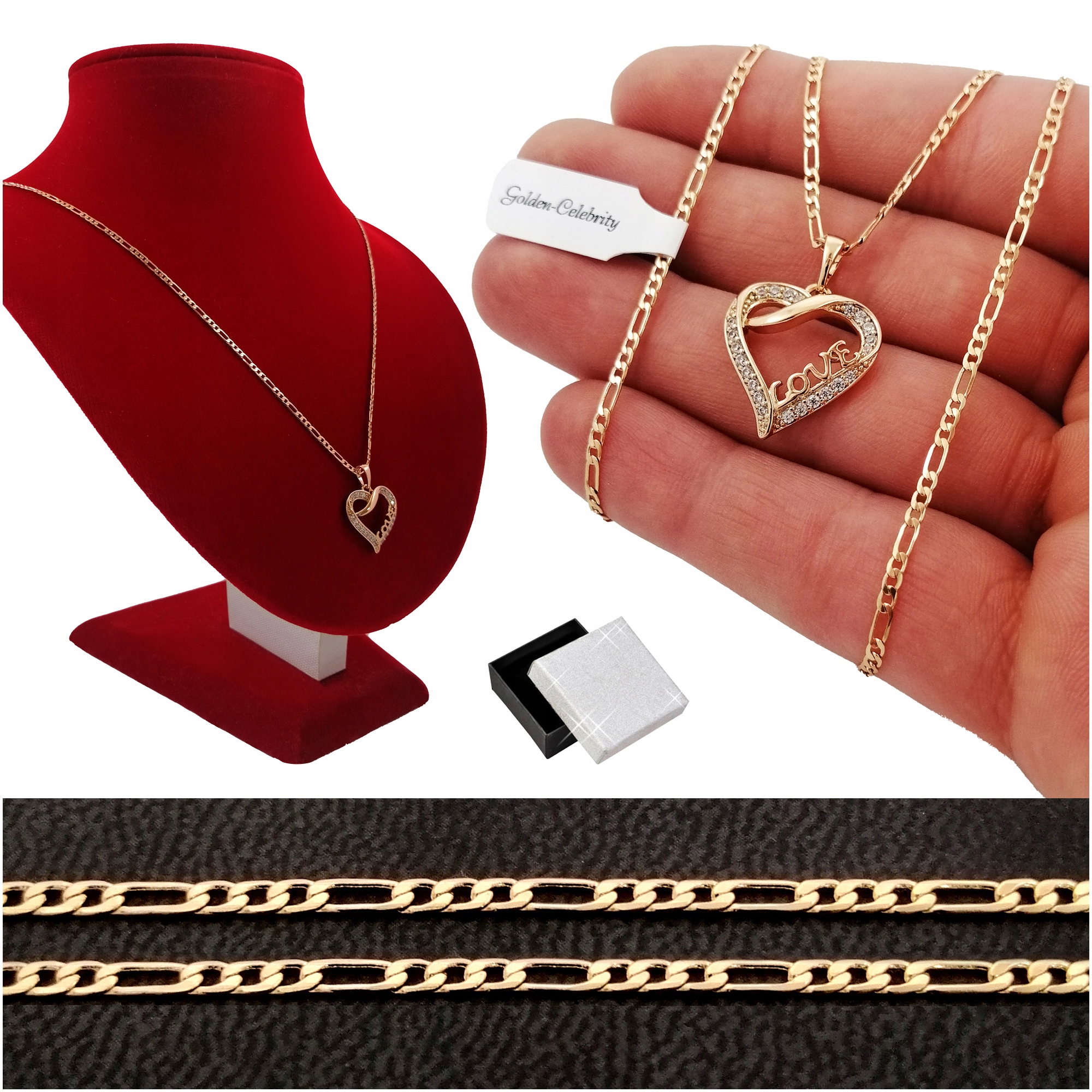 Krásný Zlatý Dámský Náhrdelník Srdce 18K Jako Dárek