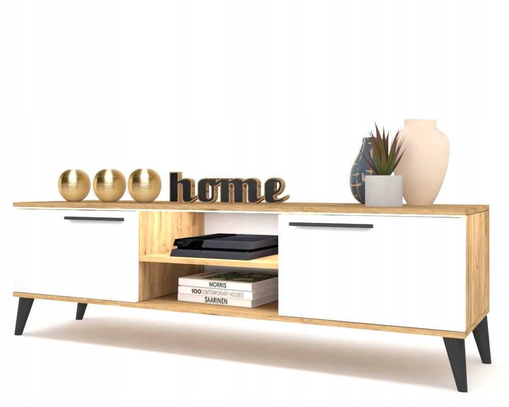 Rtv skříňka Komoda Stojící skříňka do obývacího pokoje King 180 Craft Bílá Led