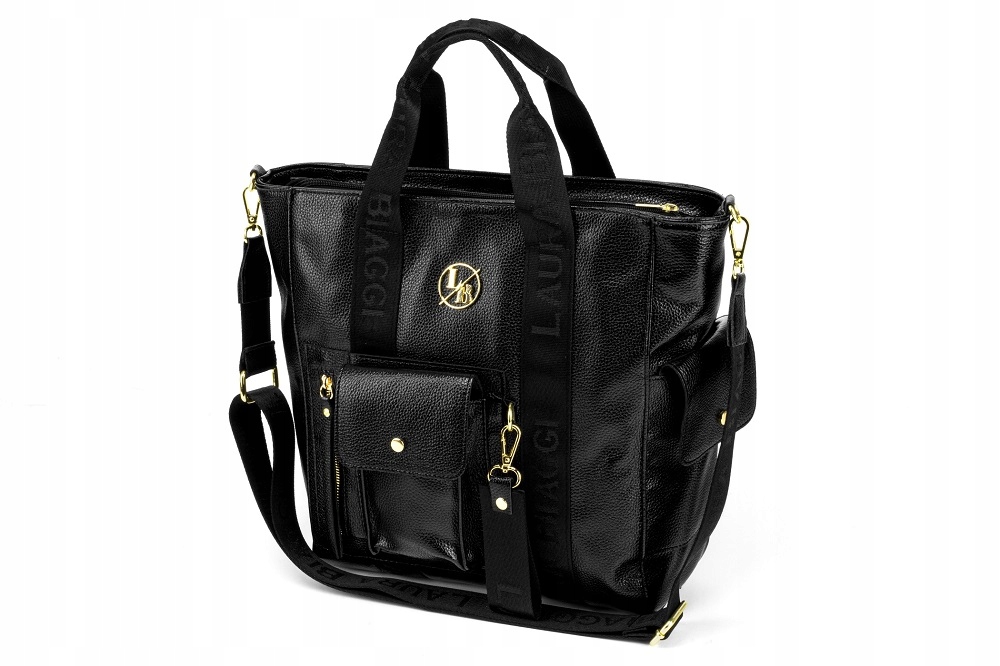 TOREBKA DAMSKA SHOPPER LISTONOSZKA LAURA BIAGGI BIAŁA A4 NA RAMIĘ Z LOGO Marka Laura Biaggi